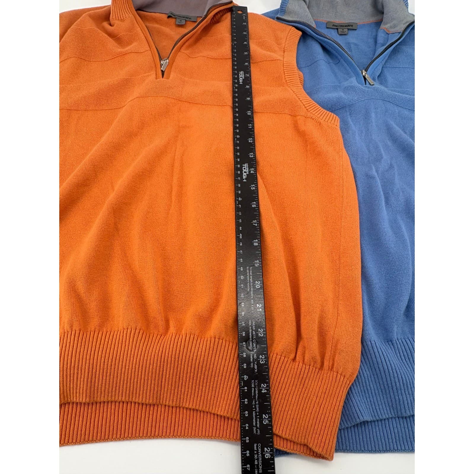 Johnston & Murphy Sweater Vest Mens M 1/4 Zip Orange Blue 100% Pima Cotton Lot 2 - Thumbnail 4