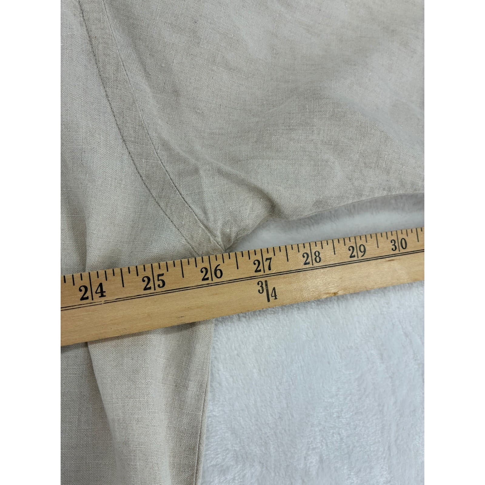 NBA Button Up Mens XXL Shirt Tan 100% Linen Short Sleeve Pocket Beige - Thumbnail 5