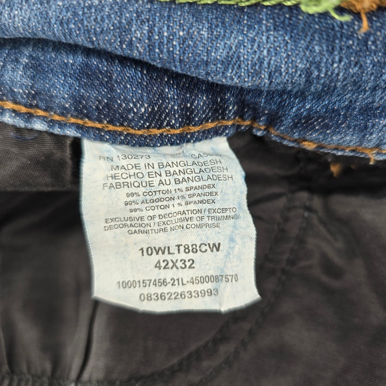 Wrangler Jeans Mens 42x32 Slim Straight Blue Retro Denim 10WLT88CW - Thumbnail 3