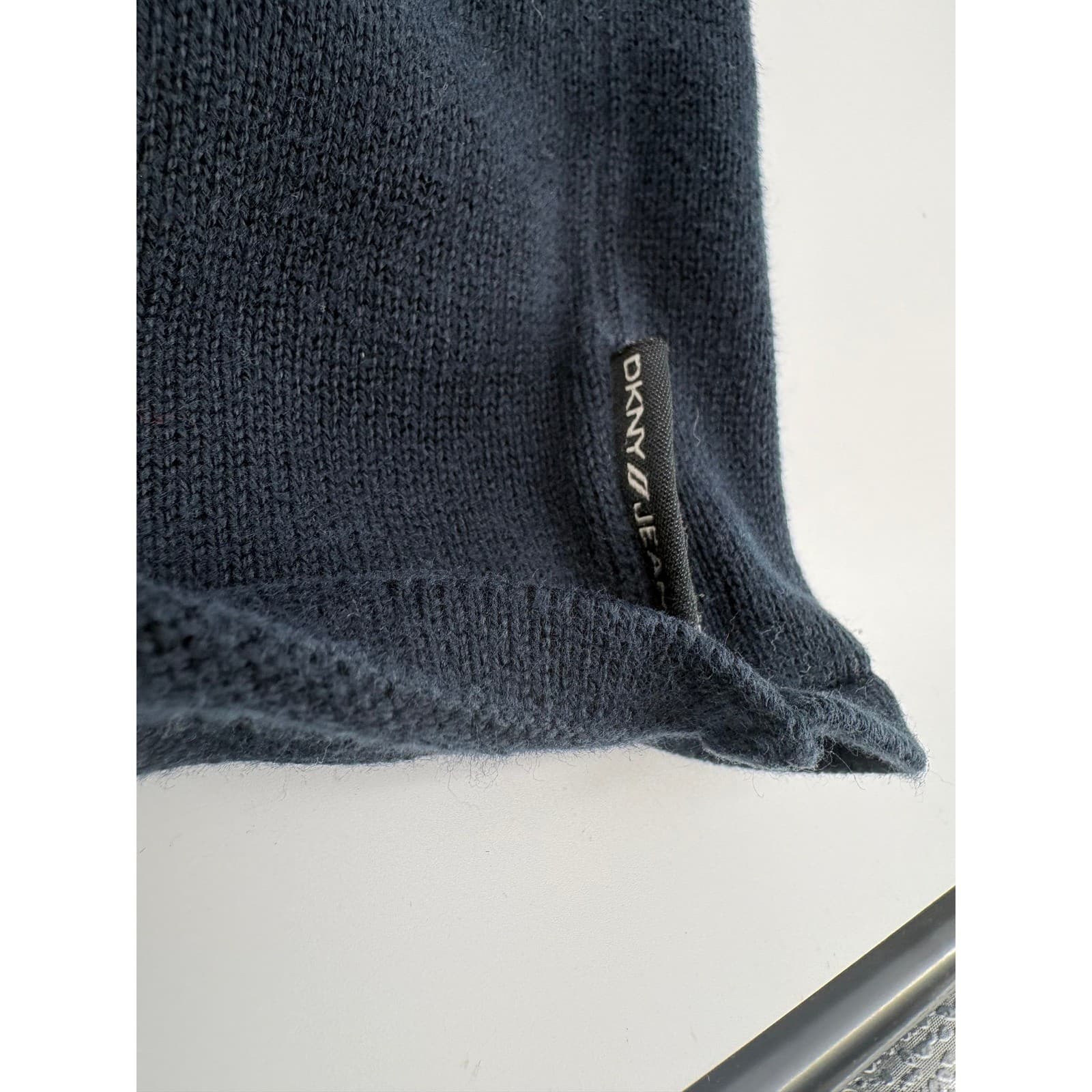 DKNY Jeans Men's Navy Blue Cotton Blend 1/4 Zip Pullover Sweater Size L - Thumbnail 4