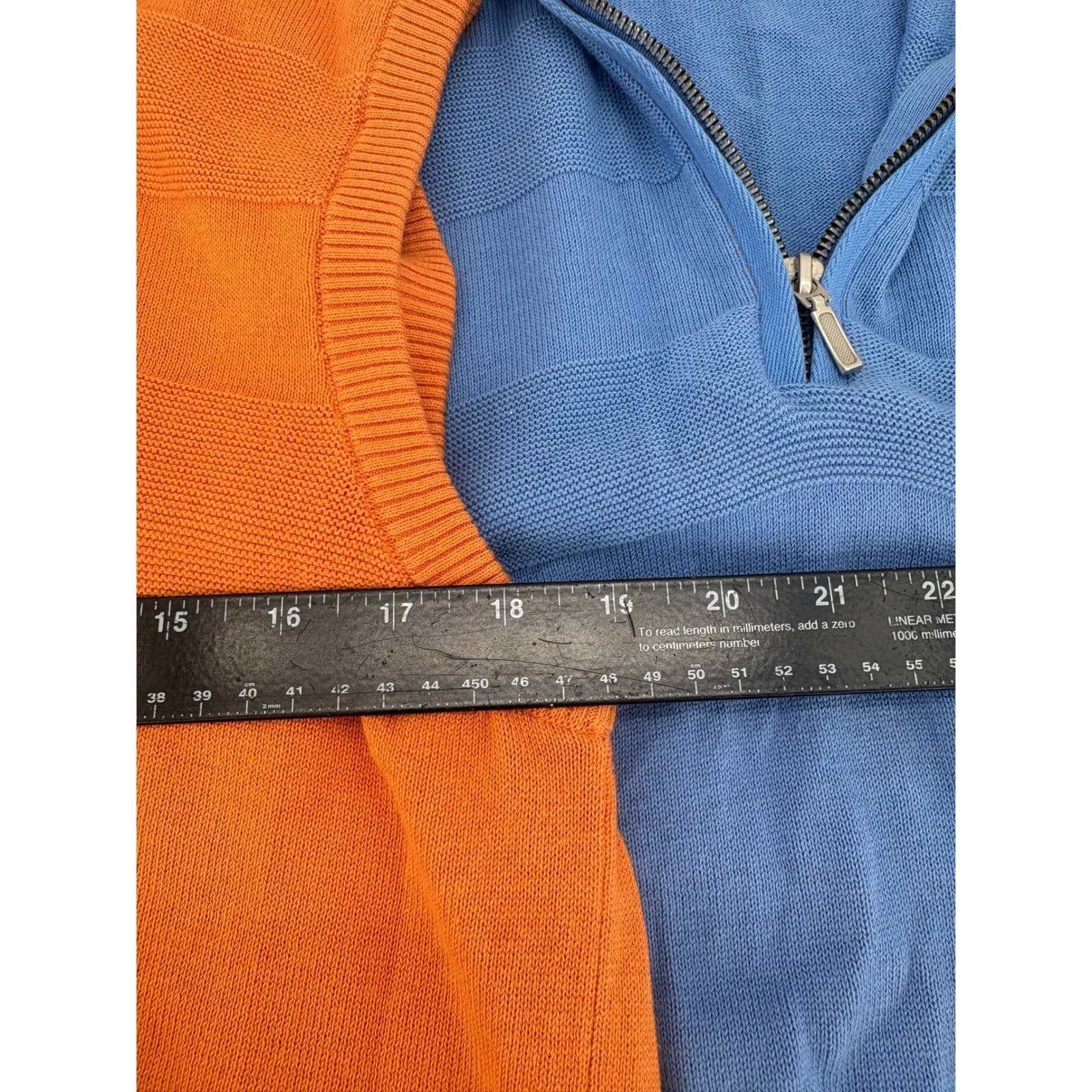 Johnston & Murphy Sweater Vest Mens M 1/4 Zip Orange Blue 100% Pima Cotton Lot 2 - Thumbnail 3