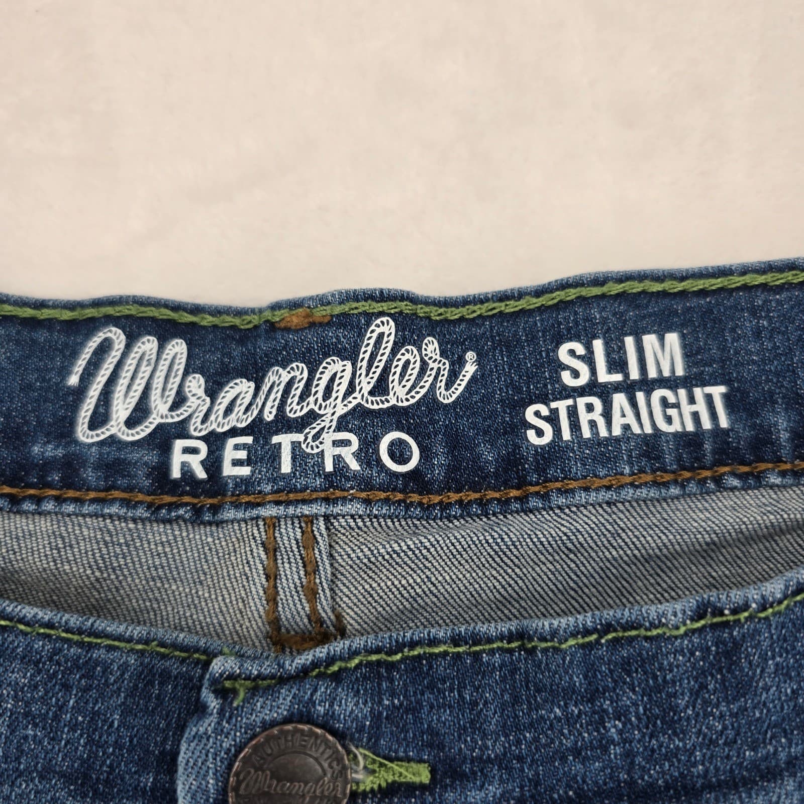 Wrangler Jeans Mens 42x32 Slim Straight Blue Retro Denim 10WLT88CW - Thumbnail 2