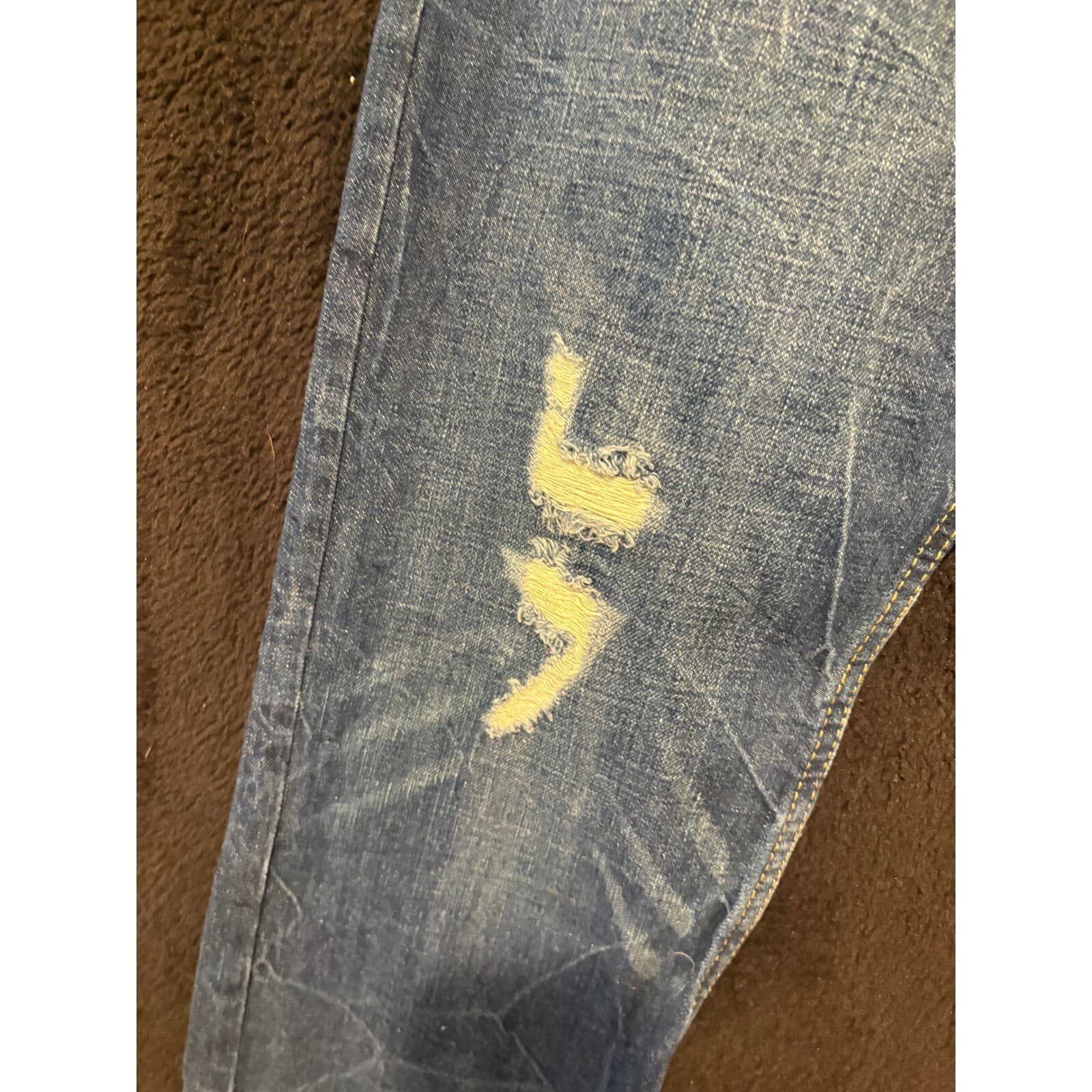 Levi's 502 Jeans Mens 32x32 Regular Taper Blue Distressed Denim Jeans NWT 32 - Thumbnail 6