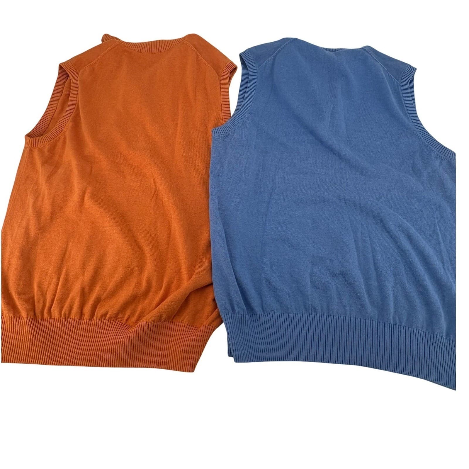 Johnston & Murphy Sweater Vest Mens M 1/4 Zip Orange Blue 100% Pima Cotton Lot 2 - Thumbnail 7