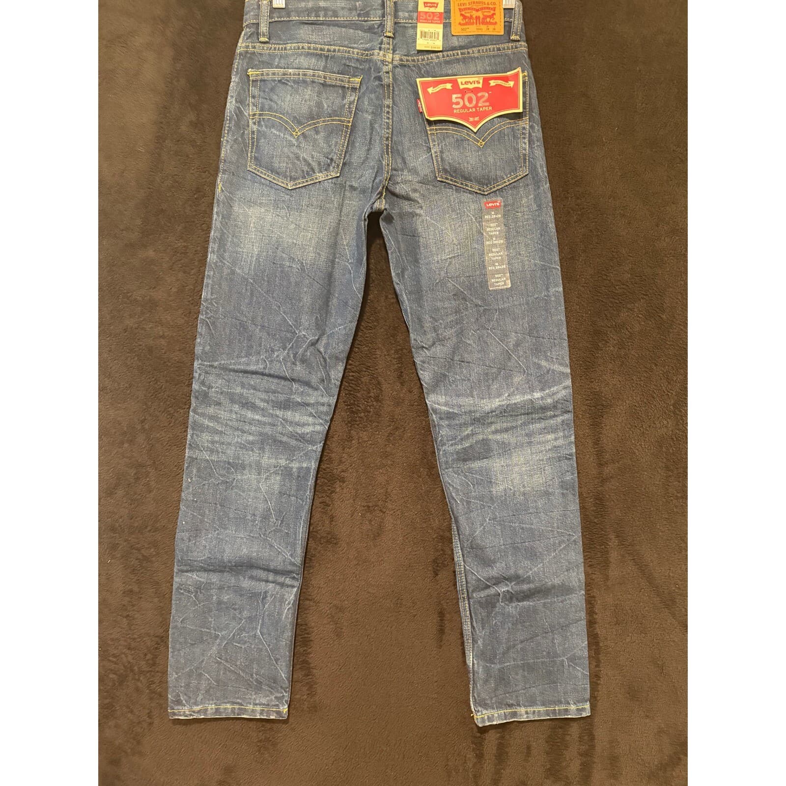 Levi's 502 Jeans Mens 32x32 Regular Taper Blue Distressed Denim Jeans NWT 32 - Thumbnail 8