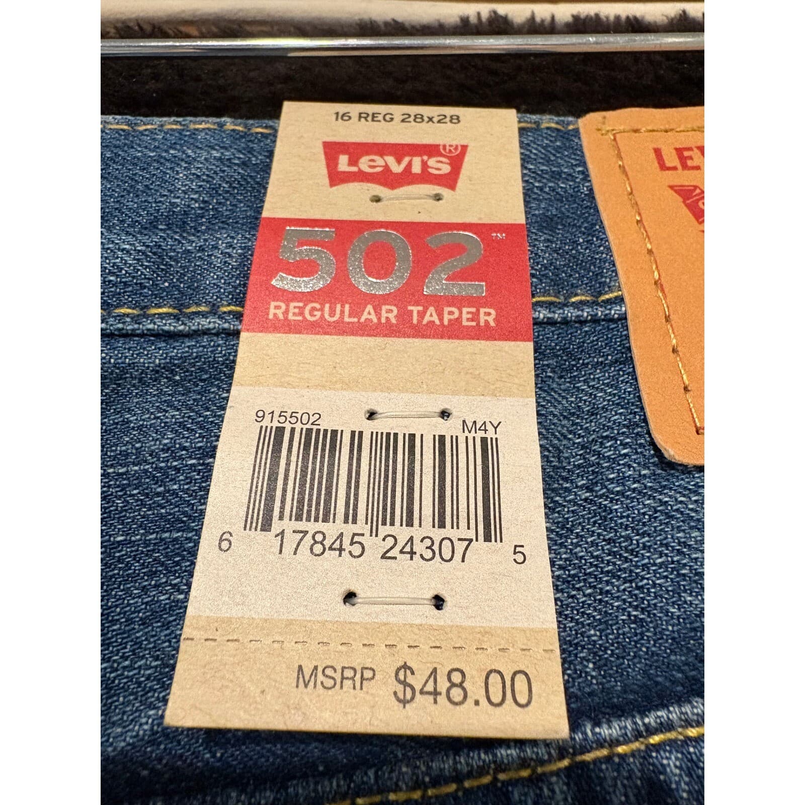 Levi's 502 Jeans Mens 32x32 Regular Taper Blue Distressed Denim Jeans NWT 32 - Thumbnail 10