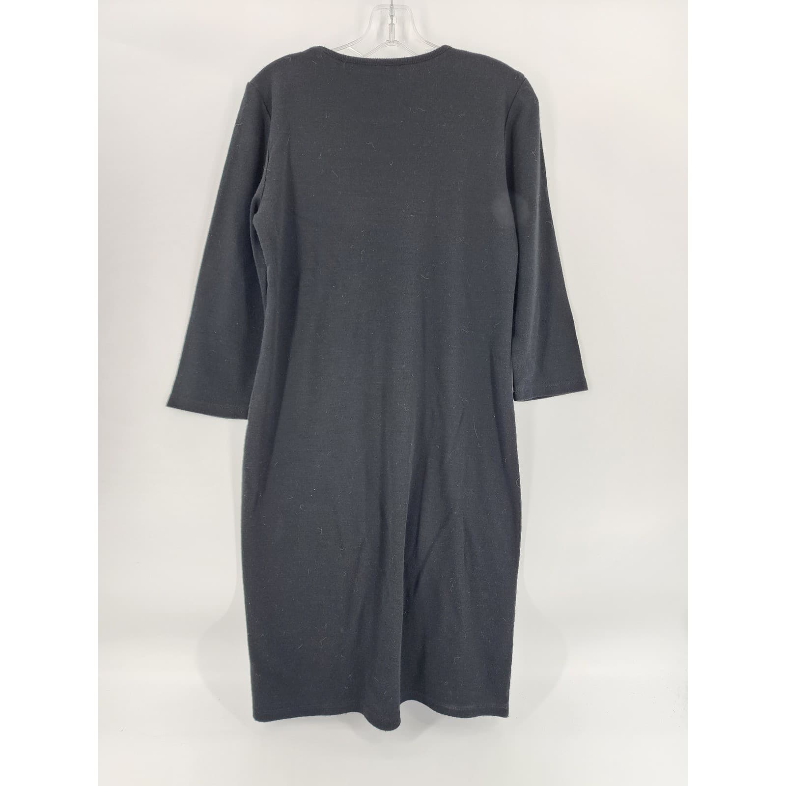 Kim Rogers Black Crew Neck 3/4 Sleeve Knit Midi Dress Size Medium - Thumbnail 2