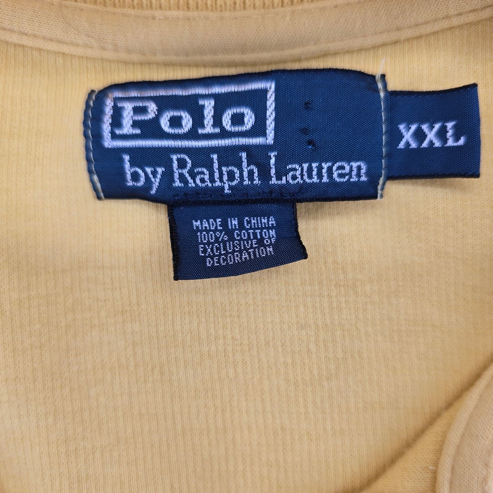 Polo Ralph Lauren Pullover Mens XXL Sweater Yellow 1/4 Zip Cotton Ribbed - Thumbnail 3