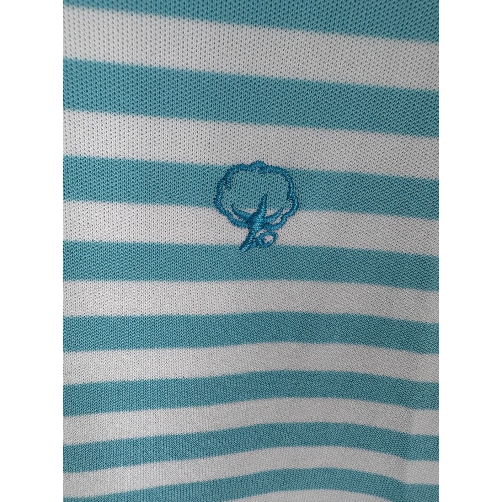 Southern Shirt Mens Blue White Stripe Short Sleeve Polo Shirt Size L - Thumbnail 3