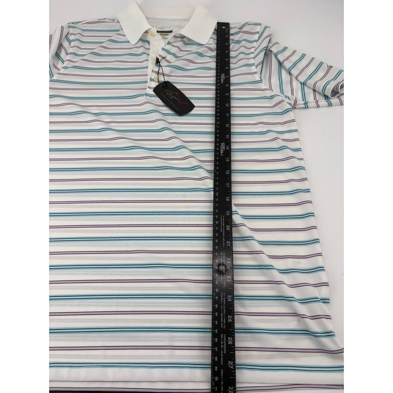Greg Norman Polo Shirt Mens S Polo White Striped Play Dry G7XSK277 Performance - Thumbnail 6