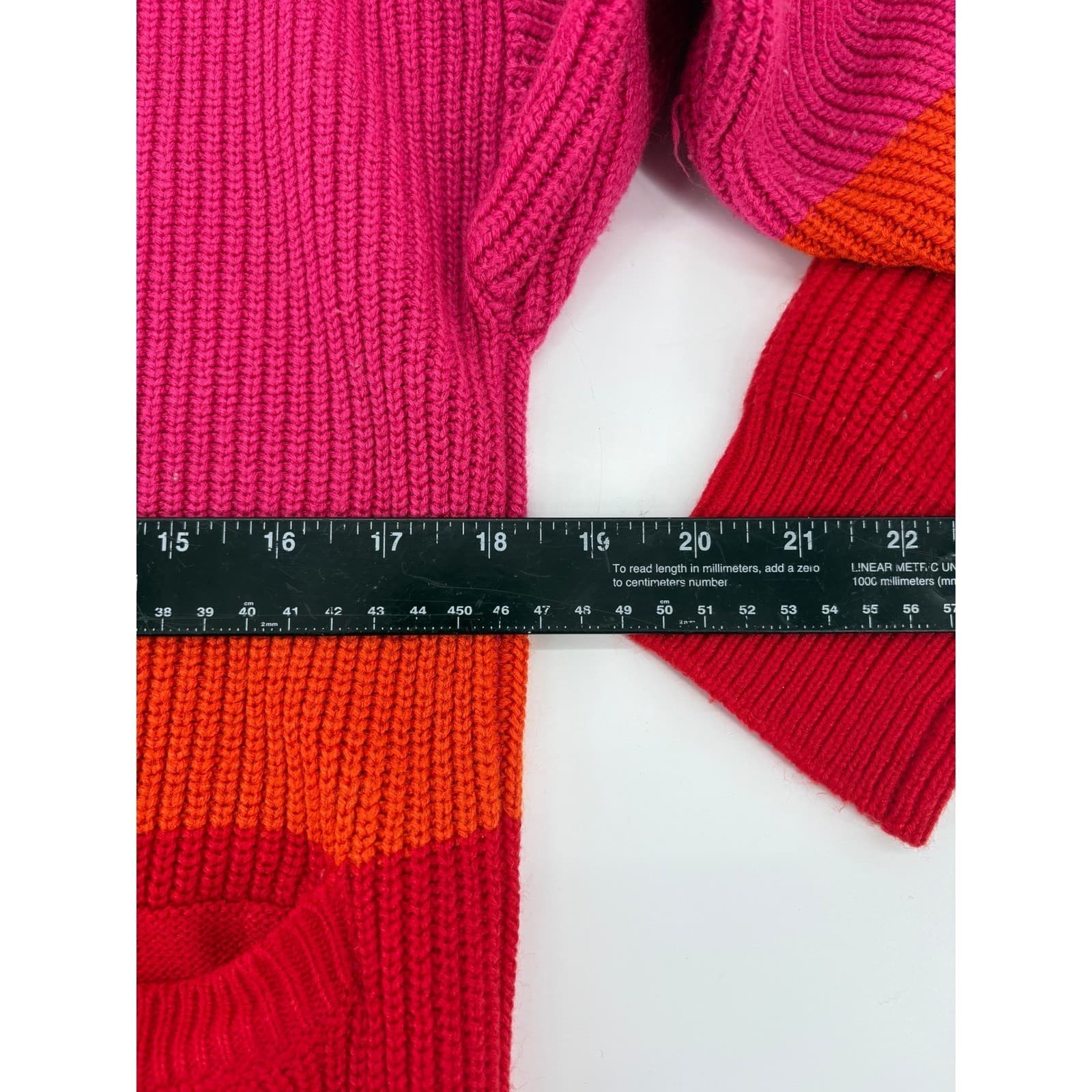 Nathalie B Striped Mock Neck Button Shoulder Sweater Pink Orange Red Size S - Thumbnail 7