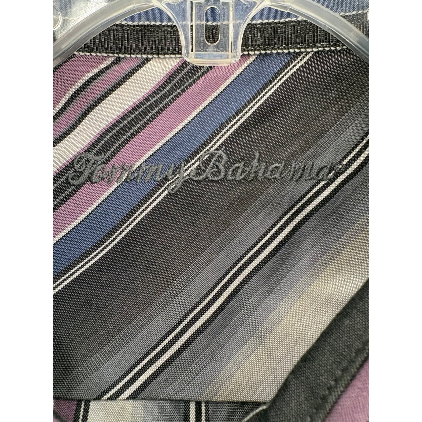 Tommy Bahama Dress Shirt Men's Long Sleeve Striped Silk Tencel L G - Thumbnail 4