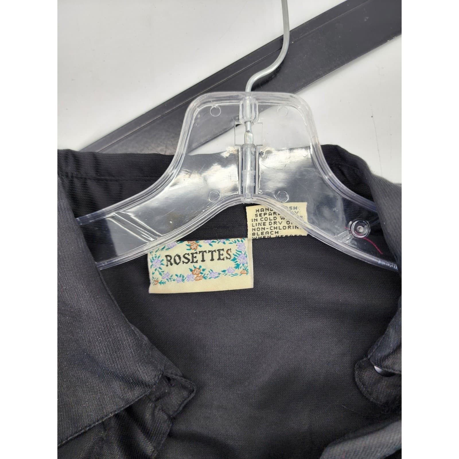 ROSETTES Women's Black Button Down Collared Shirt Long Sleeve Size M - Thumbnail 5