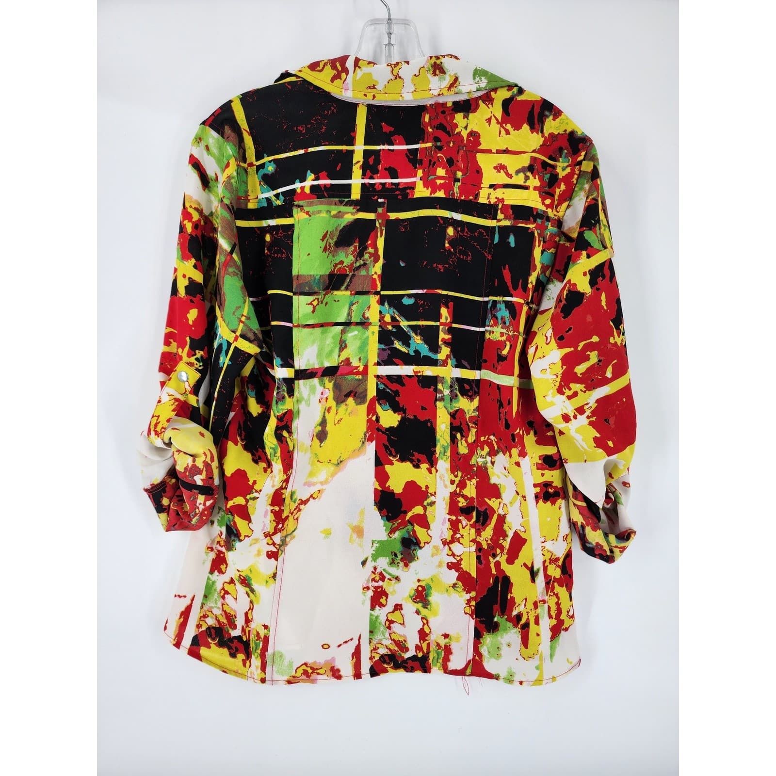 Tracy M Abstract Print Zipper Front Button Pocket Utility Jacket Women's L - Thumbnail 3