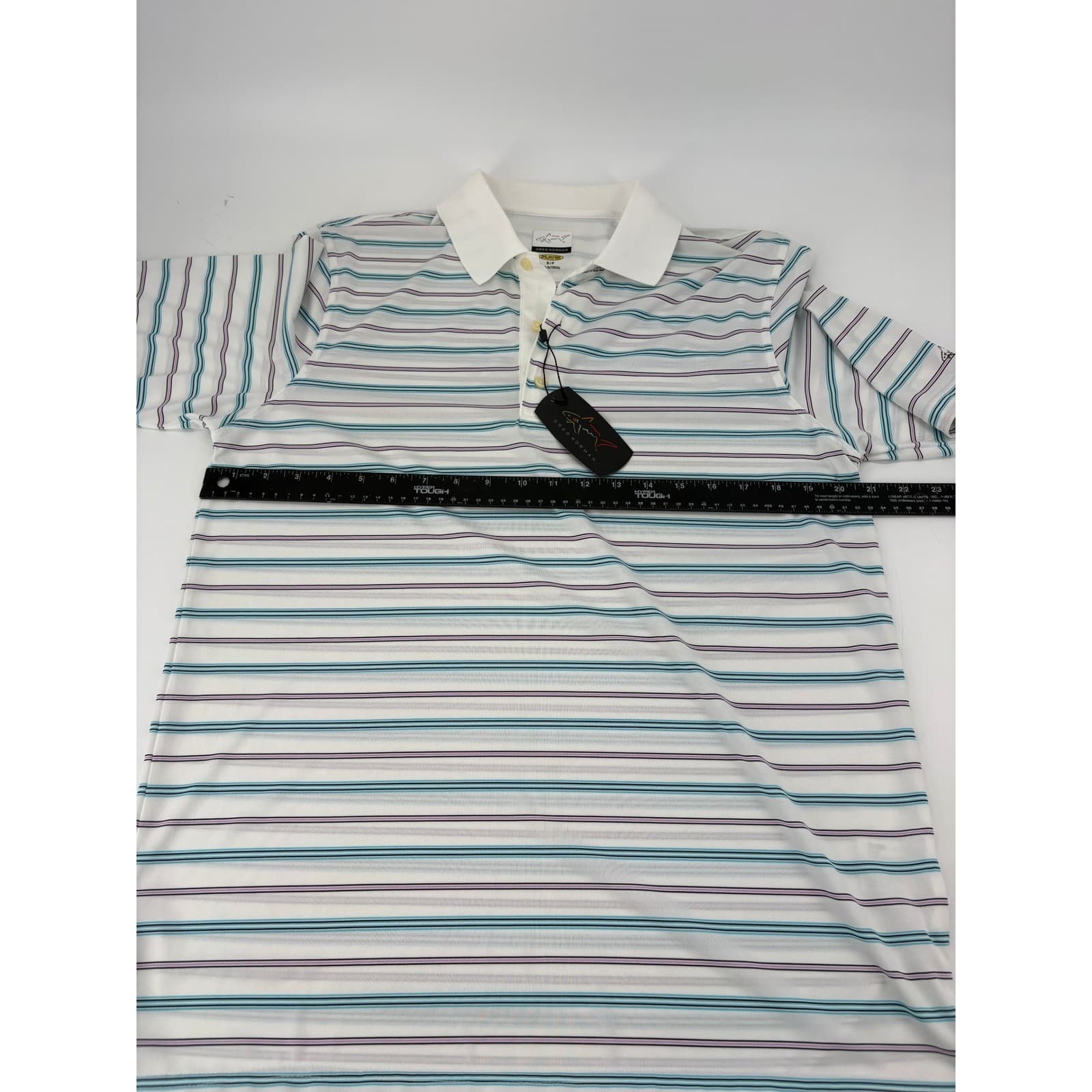 Greg Norman Polo Shirt Mens S Polo White Striped Play Dry G7XSK277 Performance - Thumbnail 5