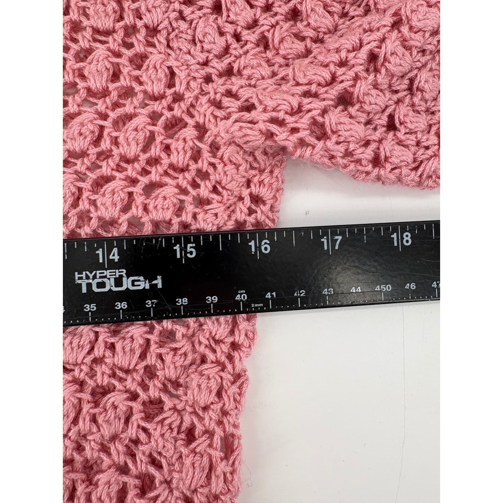 Anna Belle Sweater Vintage Pink Crochet Knit Short Sleeve Top Women's Size M - Thumbnail 5