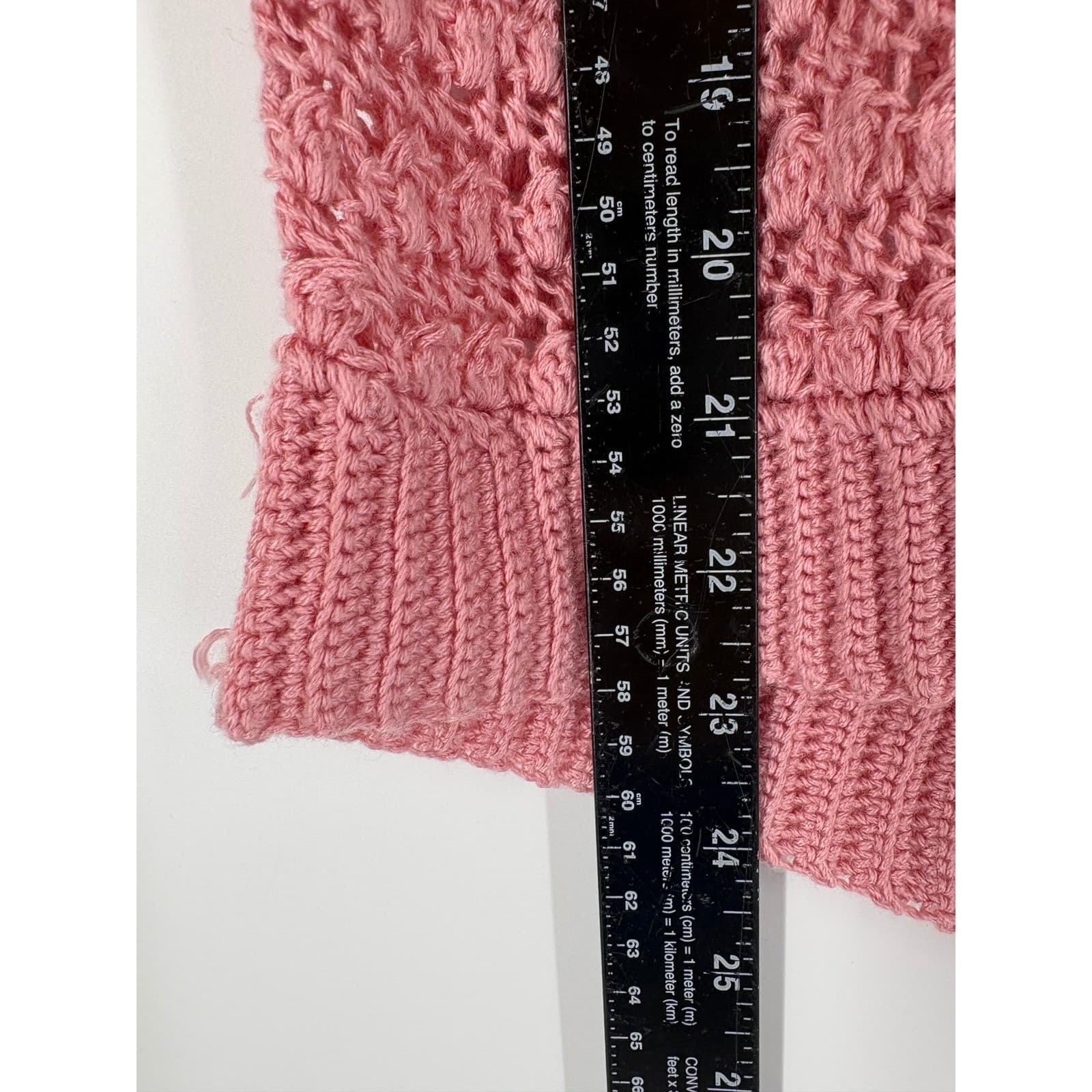 Anna Belle Sweater Vintage Pink Crochet Knit Short Sleeve Top Women's Size M - Thumbnail 3