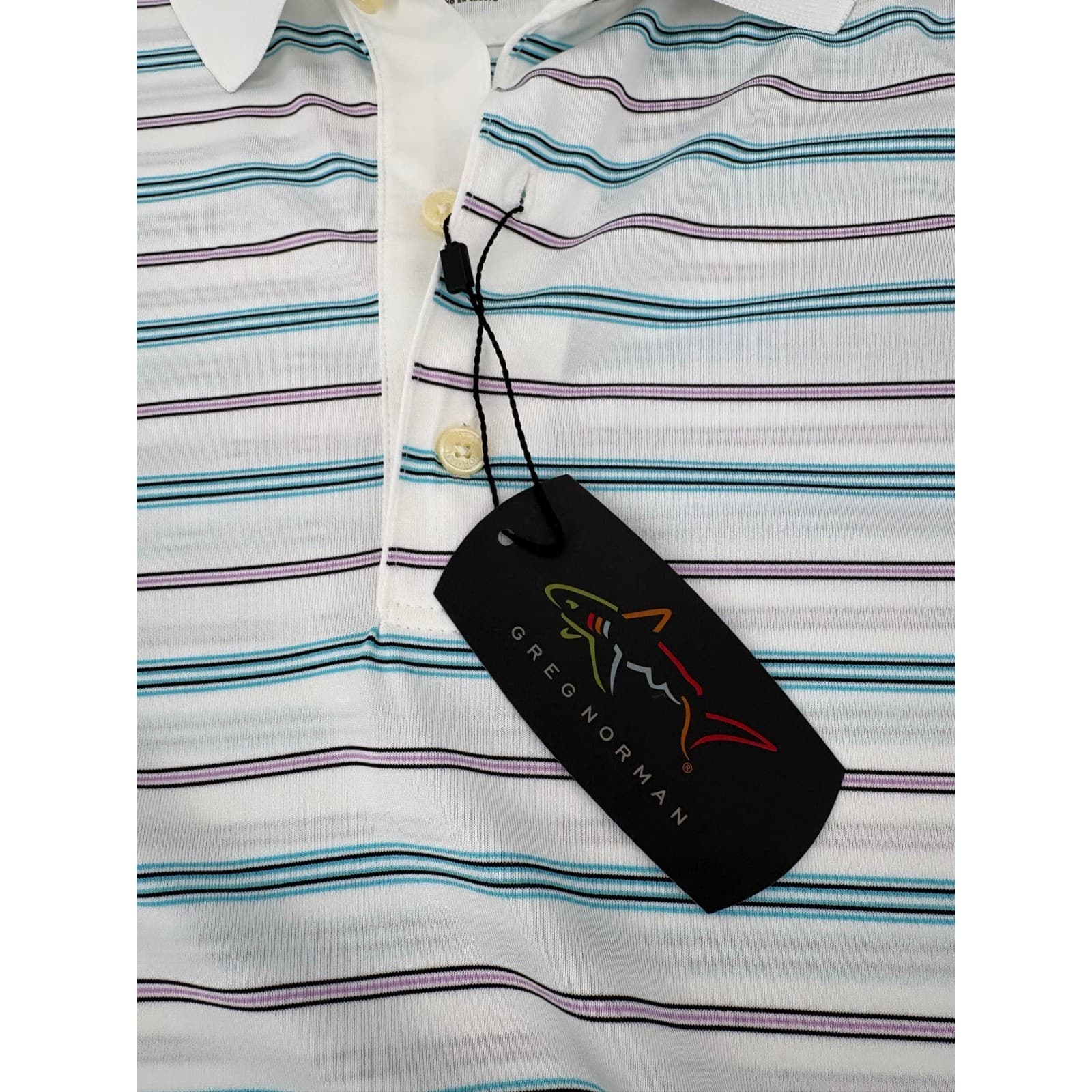 Greg Norman Polo Shirt Mens S Polo White Striped Play Dry G7XSK277 Performance - Thumbnail 4