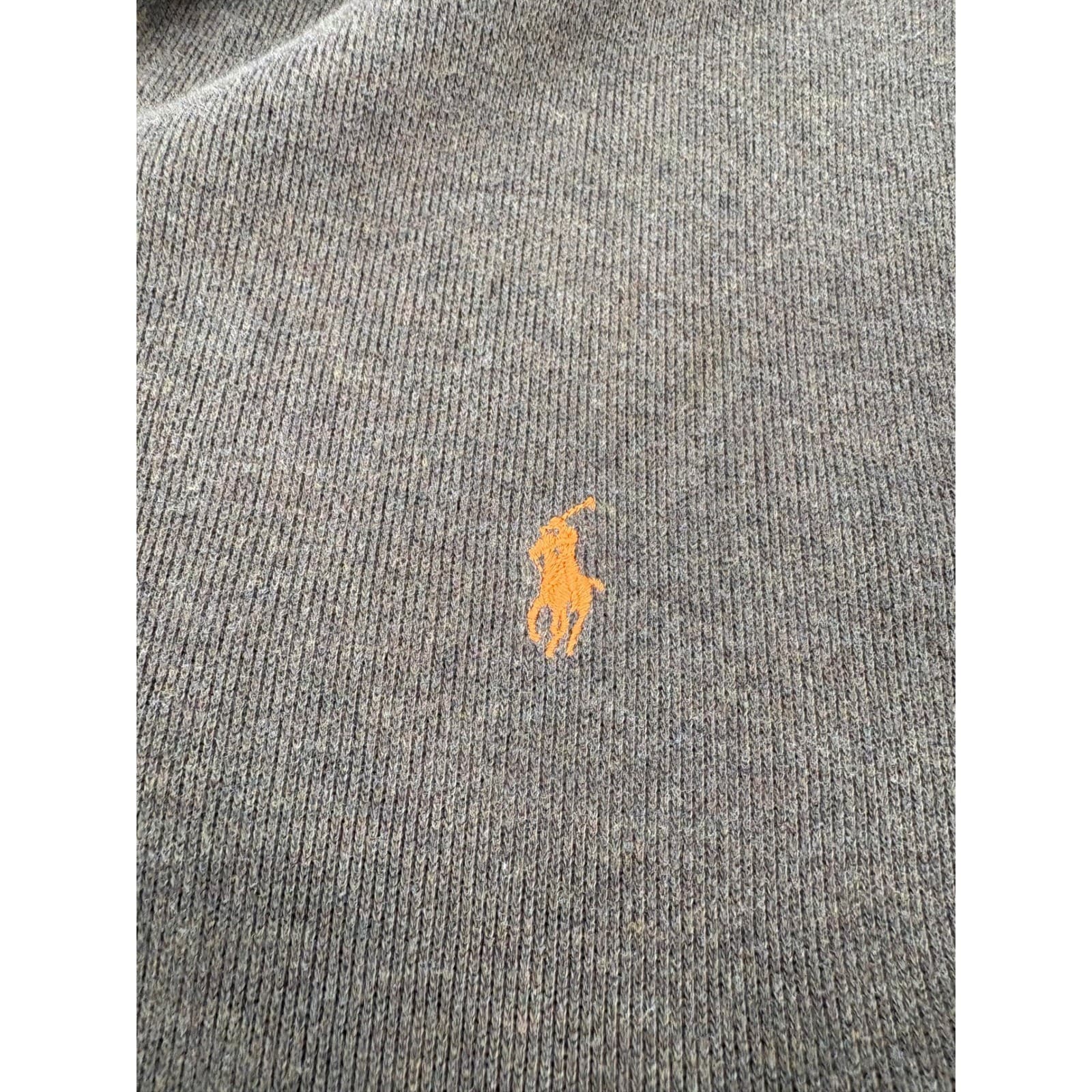 Polo Ralph Lauren Quarter Zip Mens XL Sweater Brown Cotton Orange Pony Logo - Thumbnail 3