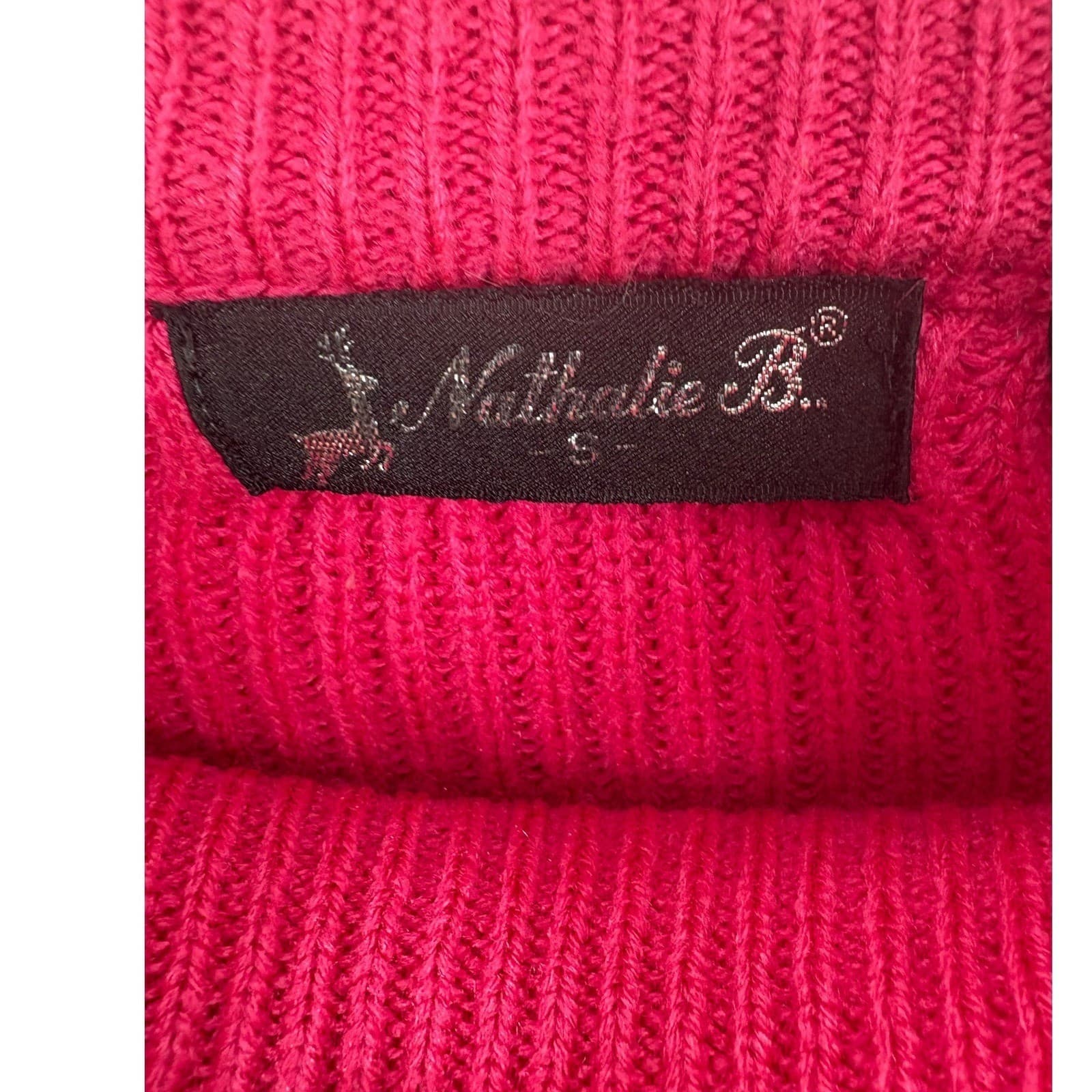 Nathalie B Striped Mock Neck Button Shoulder Sweater Pink Orange Red Size S - Thumbnail 2