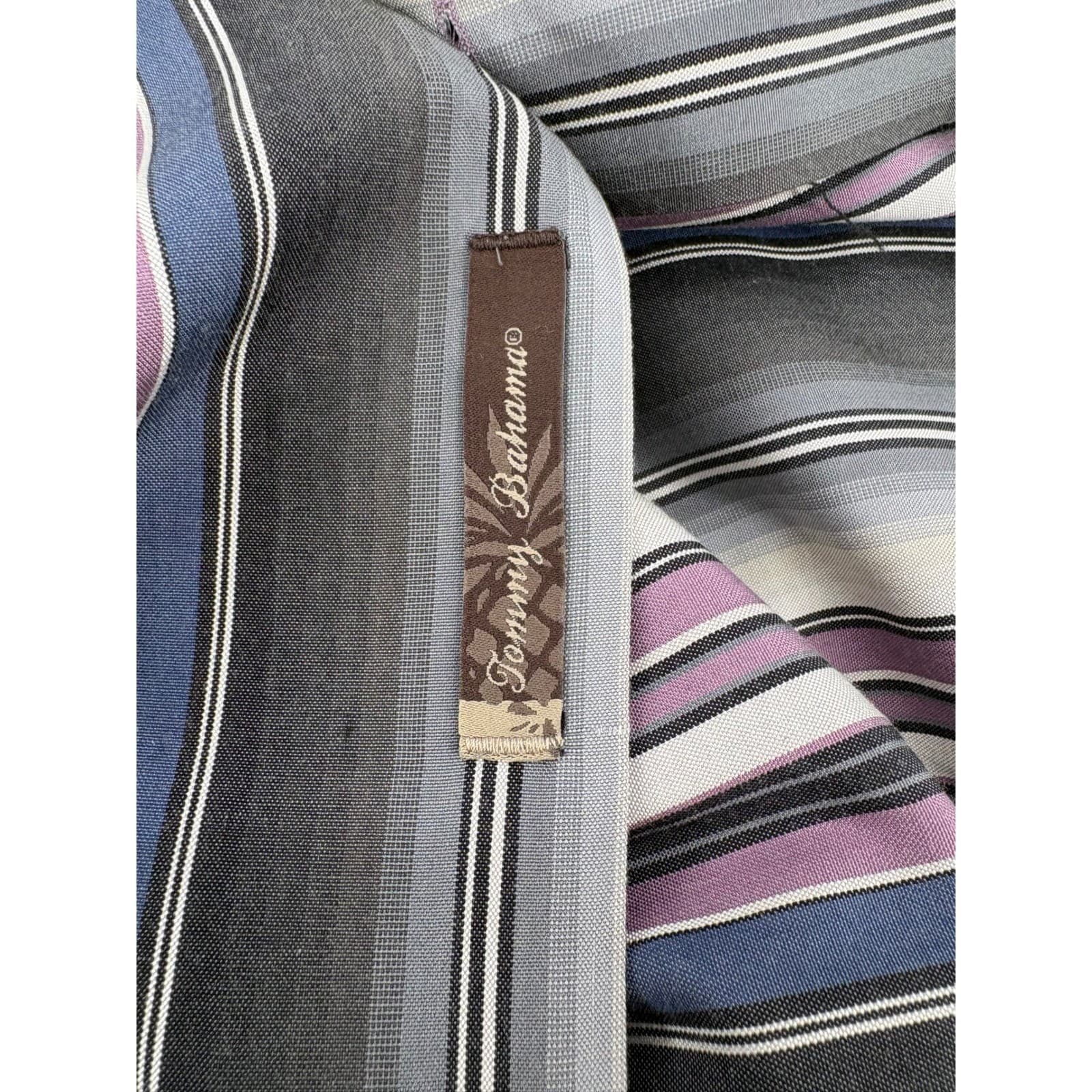 Tommy Bahama Dress Shirt Men's Long Sleeve Striped Silk Tencel L G - Thumbnail 6