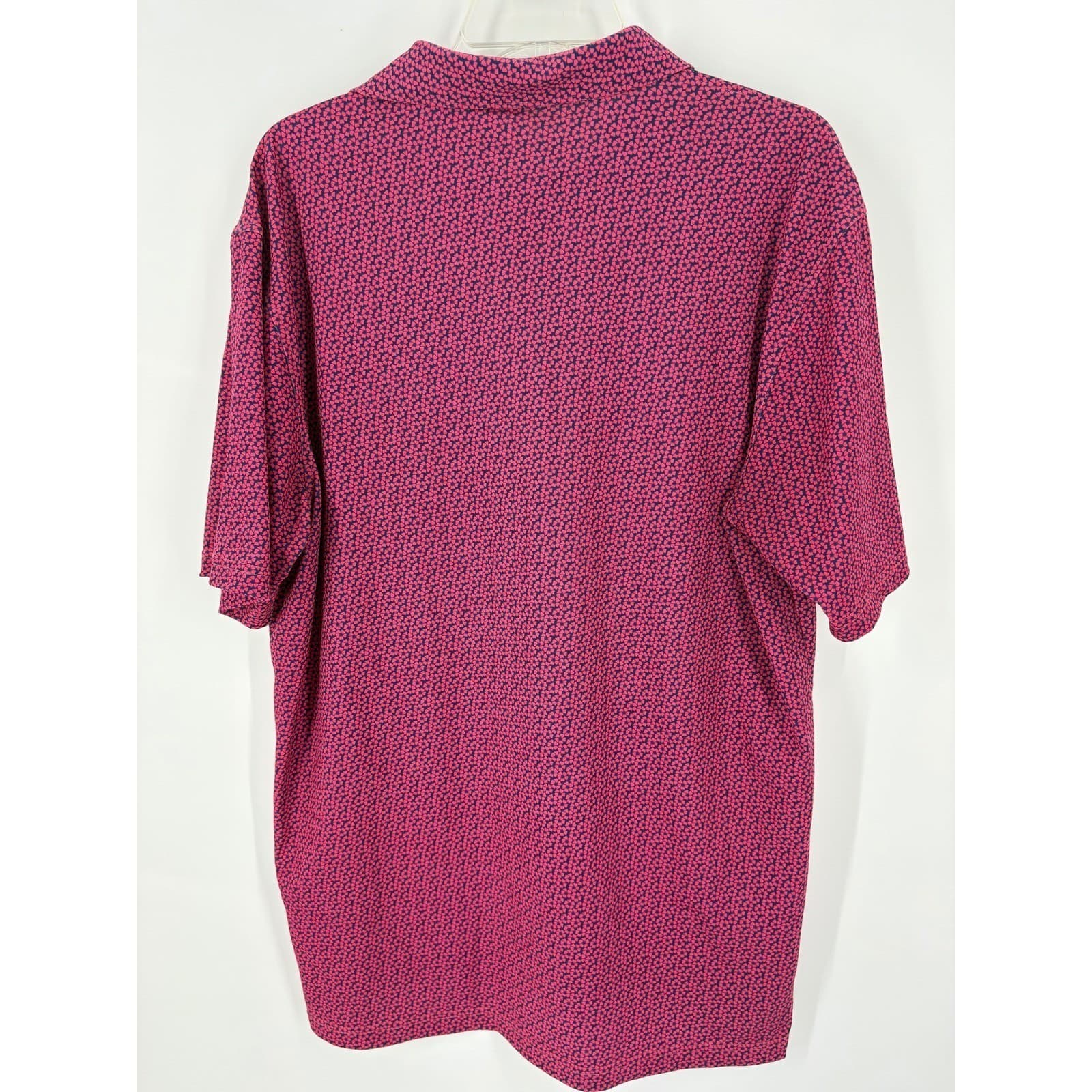 Turtleson Mens Large Golf Polo Shirt Pink Navy Print Short Sleeve Collared L - Thumbnail 5