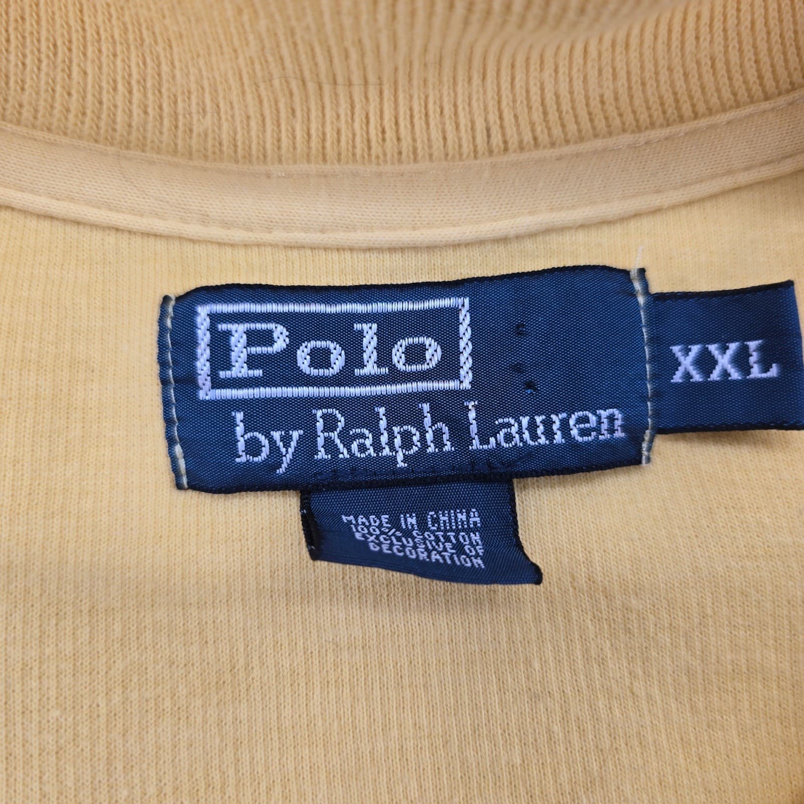 Polo Ralph Lauren Pullover Mens XXL Sweater Yellow 1/4 Zip Cotton Ribbed - Thumbnail 2