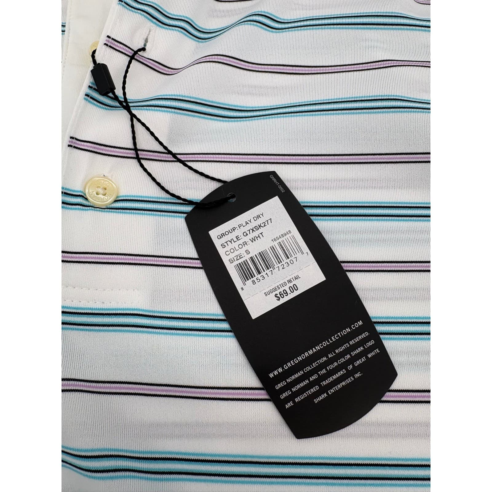 Greg Norman Polo Shirt Mens S Polo White Striped Play Dry G7XSK277 Performance - Thumbnail 3