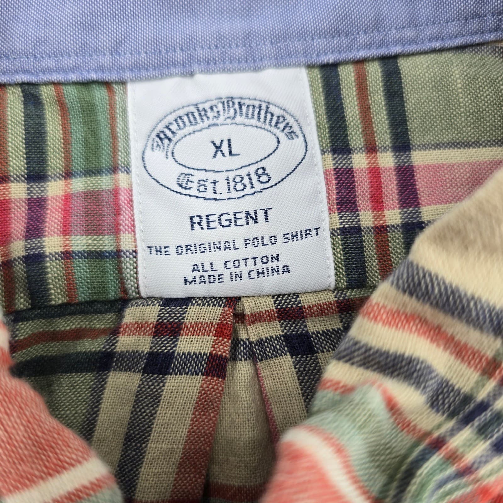 Brooks Brothers Button Down Mens XL Shirt Multicolor Plaid Regent Polo Cotton - Thumbnail 2