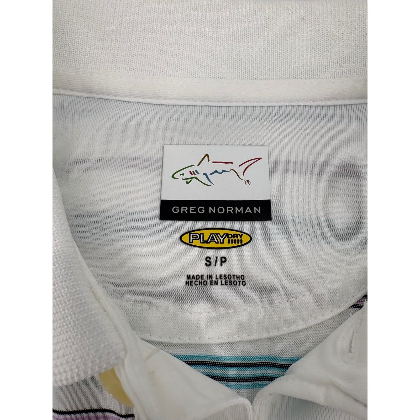Greg Norman Polo Shirt Mens S Polo White Striped Play Dry G7XSK277 Performance - Thumbnail 2