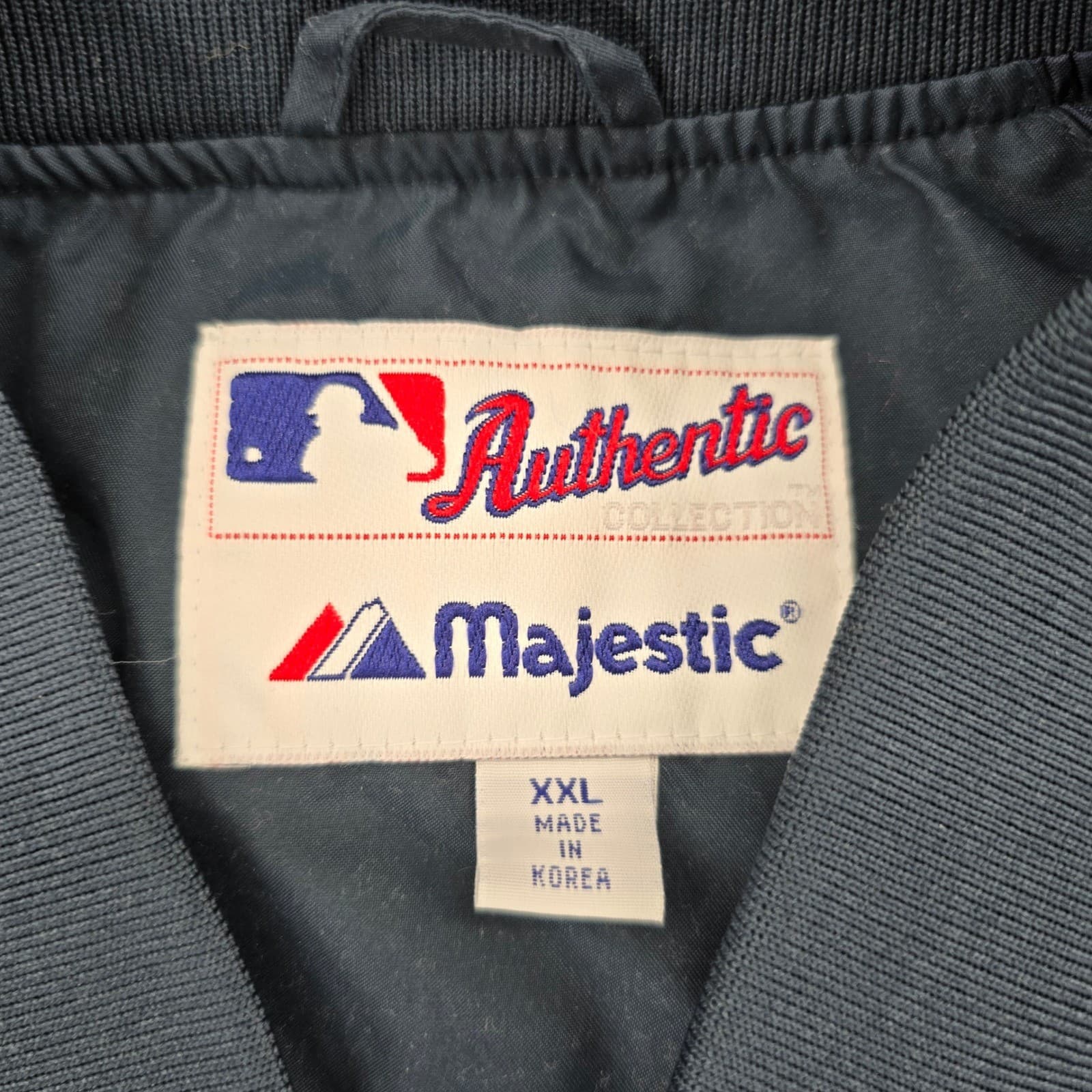 Majestic NY Yankees Mens XXL Pullover Navy Blue MLB Quarter Zip Jacket - Thumbnail 2