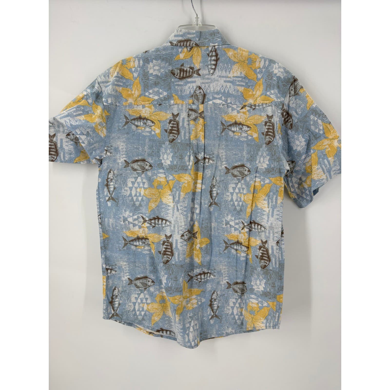 Puritan Mens Small Fish Print Short Sleeve Button Up Shirt Casual Beach Vacation - Thumbnail 4