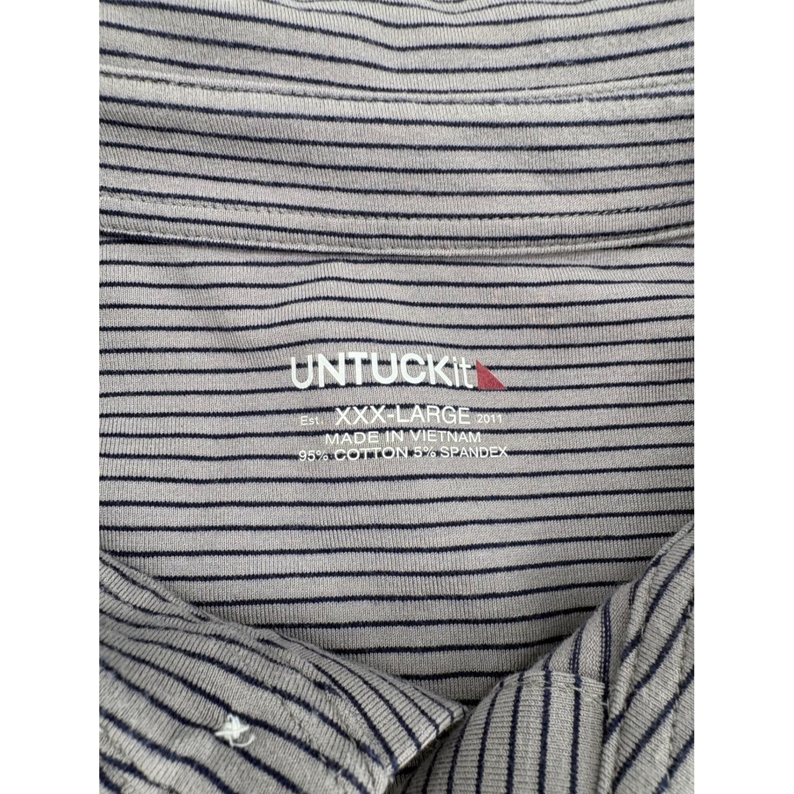 UNTUCKit Polo Shirt Mens XXXL Polo Green Gray Striped Cotton Stretch Lot of 2 - Thumbnail 3