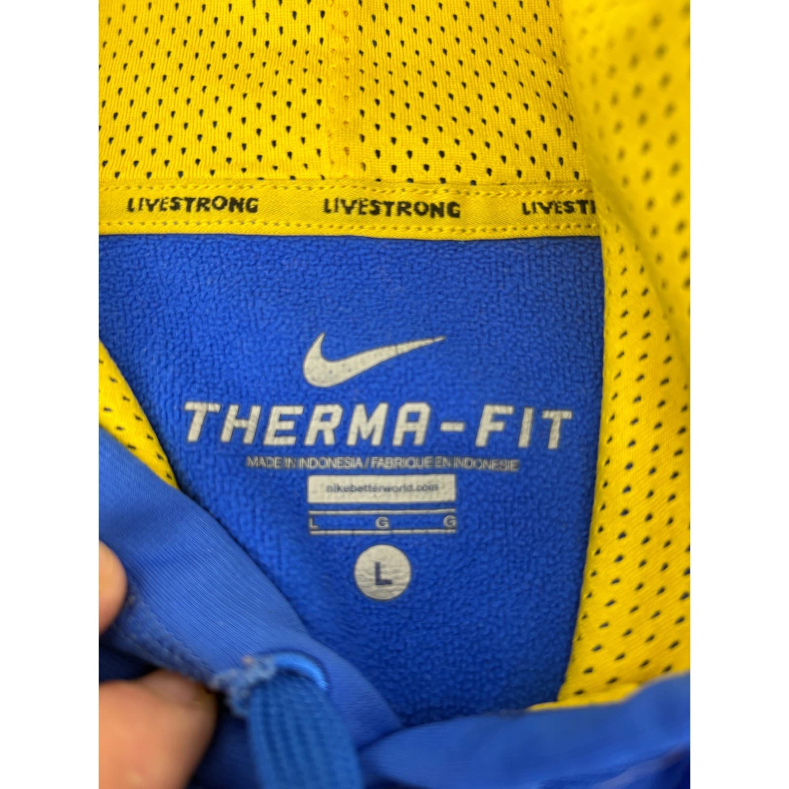 Nike Therma-FIT LIVESTRONG Hoodie Blue Yellow Men's Size L - Thumbnail 6