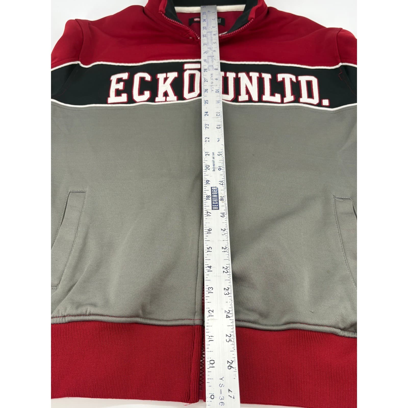 Ecko Unltd. Red Full Zip Track Jacket Mens Medium Color Block Logo - Thumbnail 8