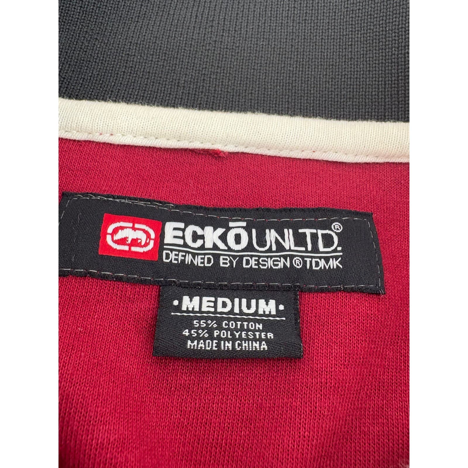 Ecko Unltd. Red Full Zip Track Jacket Mens Medium Color Block Logo - Thumbnail 3