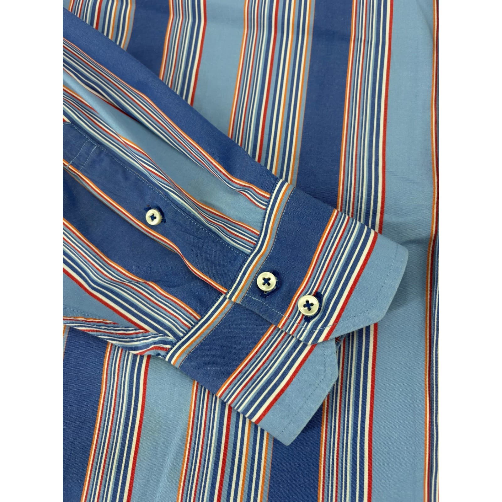 Tommy Hilfiger Button Down Mens XL Shirt Blue Striped Long Sleeve 80s Cotton - Thumbnail 3