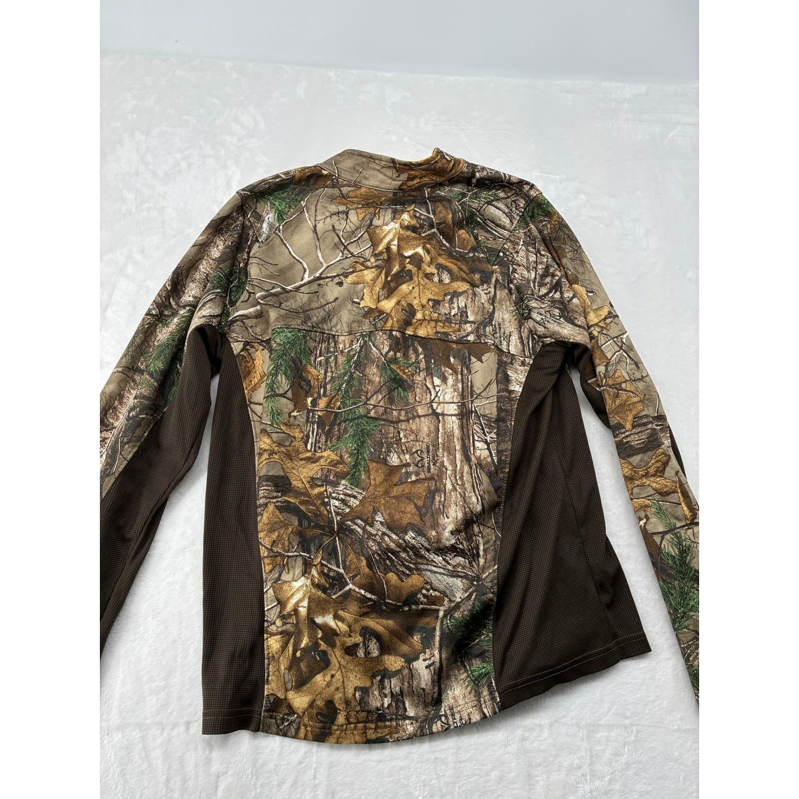 Realtree Pullover Mens M 1/4 Zip Camo Performance Hunting Shirt Brown Xtra Camo - Thumbnail 4