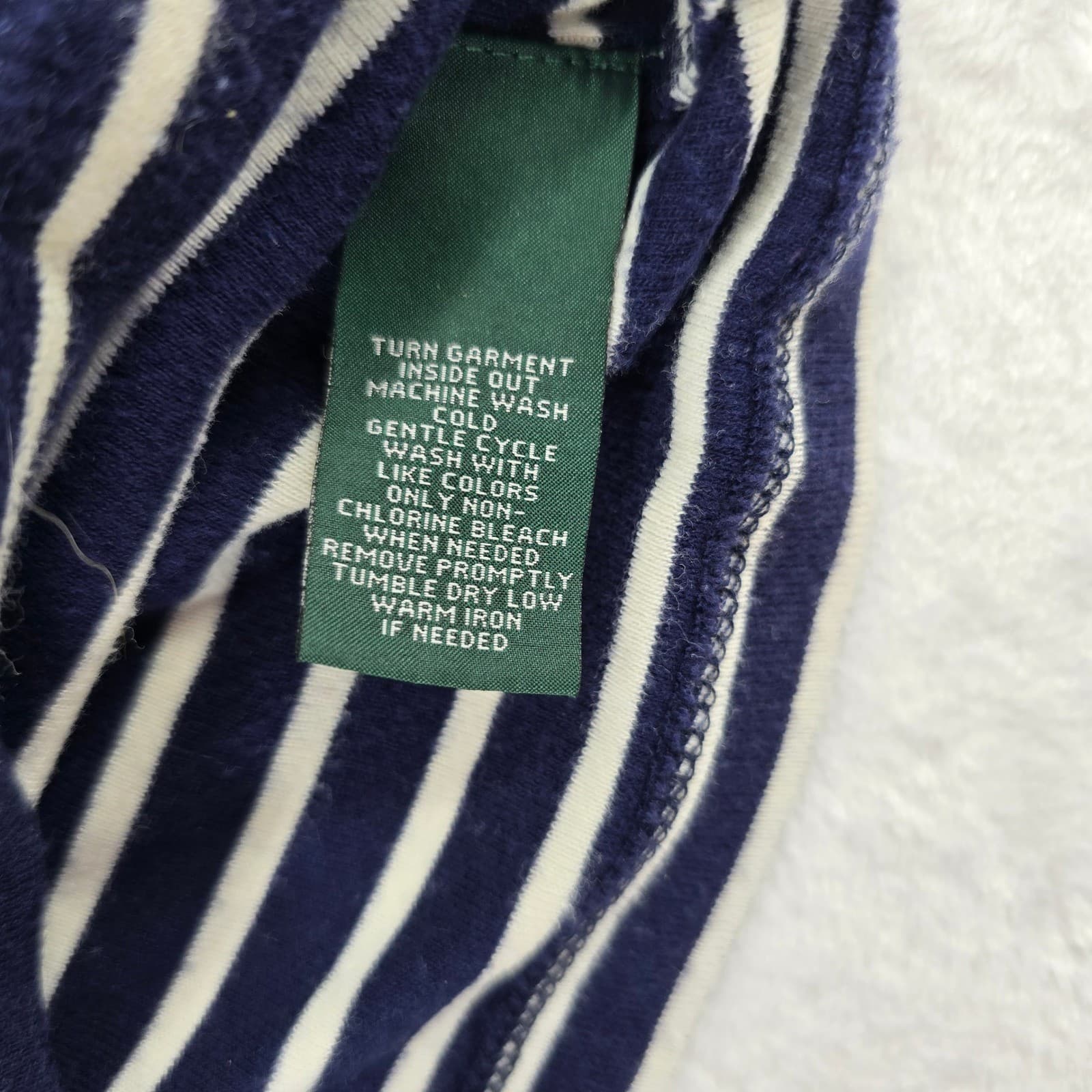 Lauren Jeans Co Ralph Top Womens XS Shirt Navy Blue Striped Lace Up Cotton - Thumbnail 3