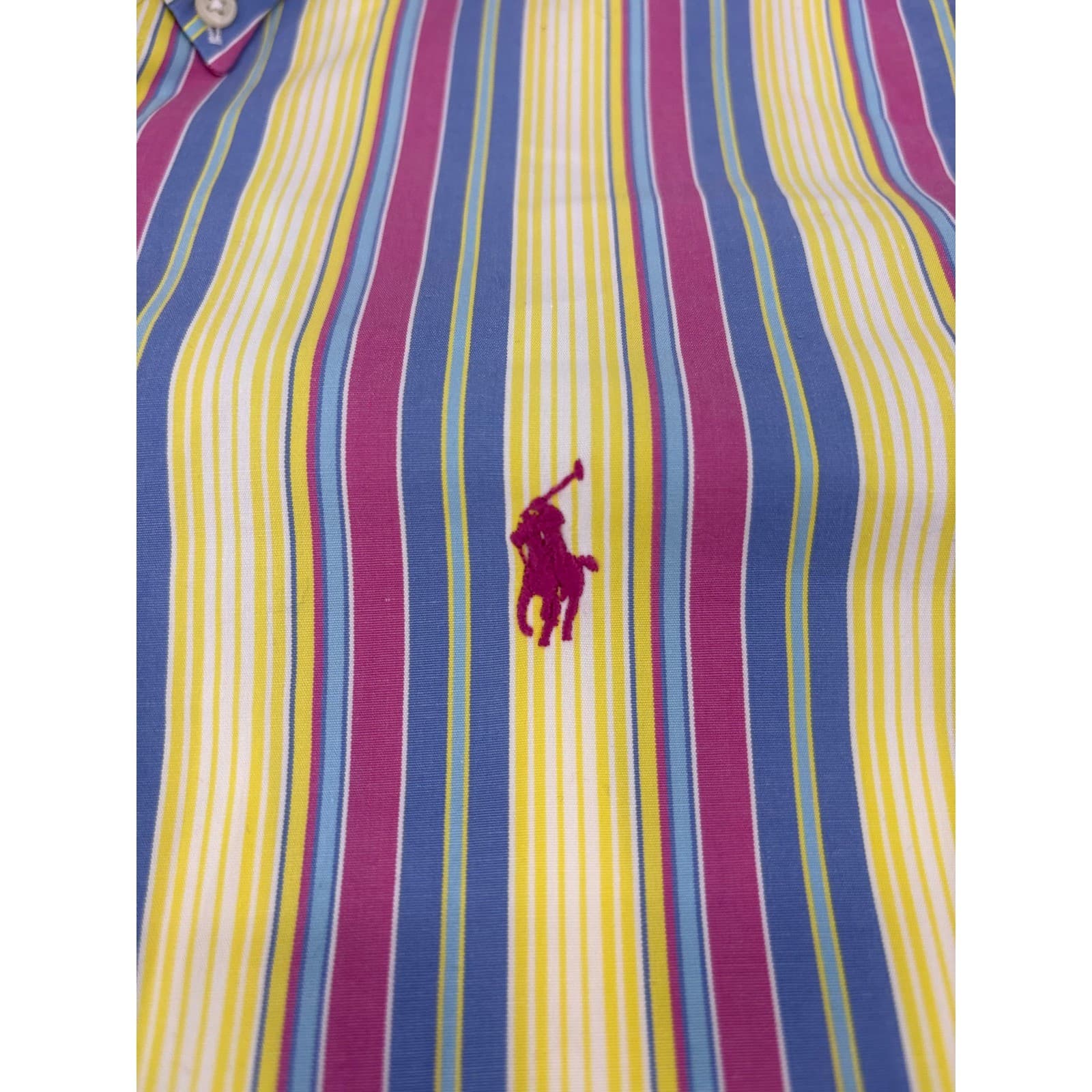 Ralph Lauren Blake Mens L Button Front Shirt Multi Color Striped Cotton Long Slv - Thumbnail 3