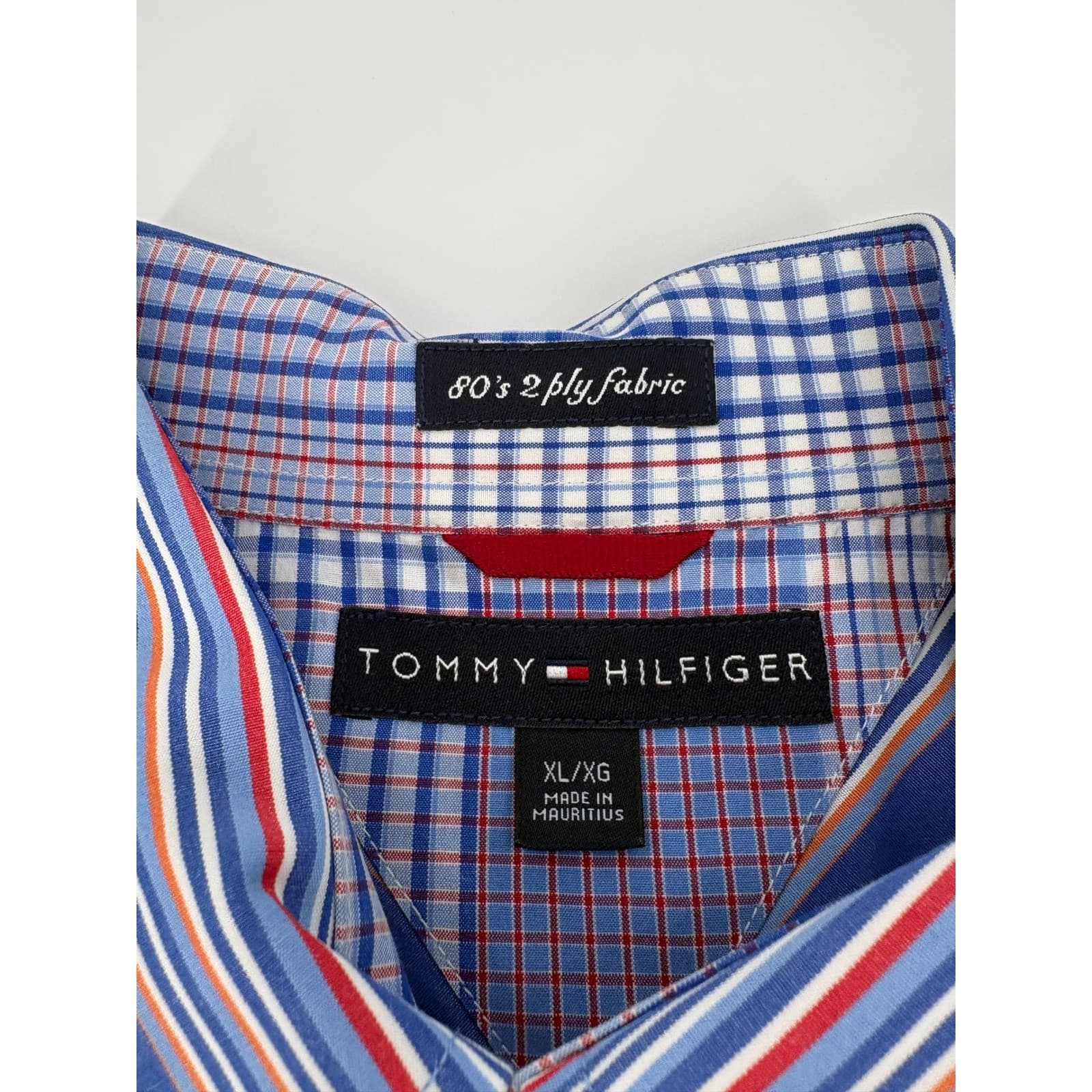Tommy Hilfiger Button Down Mens XL Shirt Blue Striped Long Sleeve 80s Cotton - Thumbnail 2
