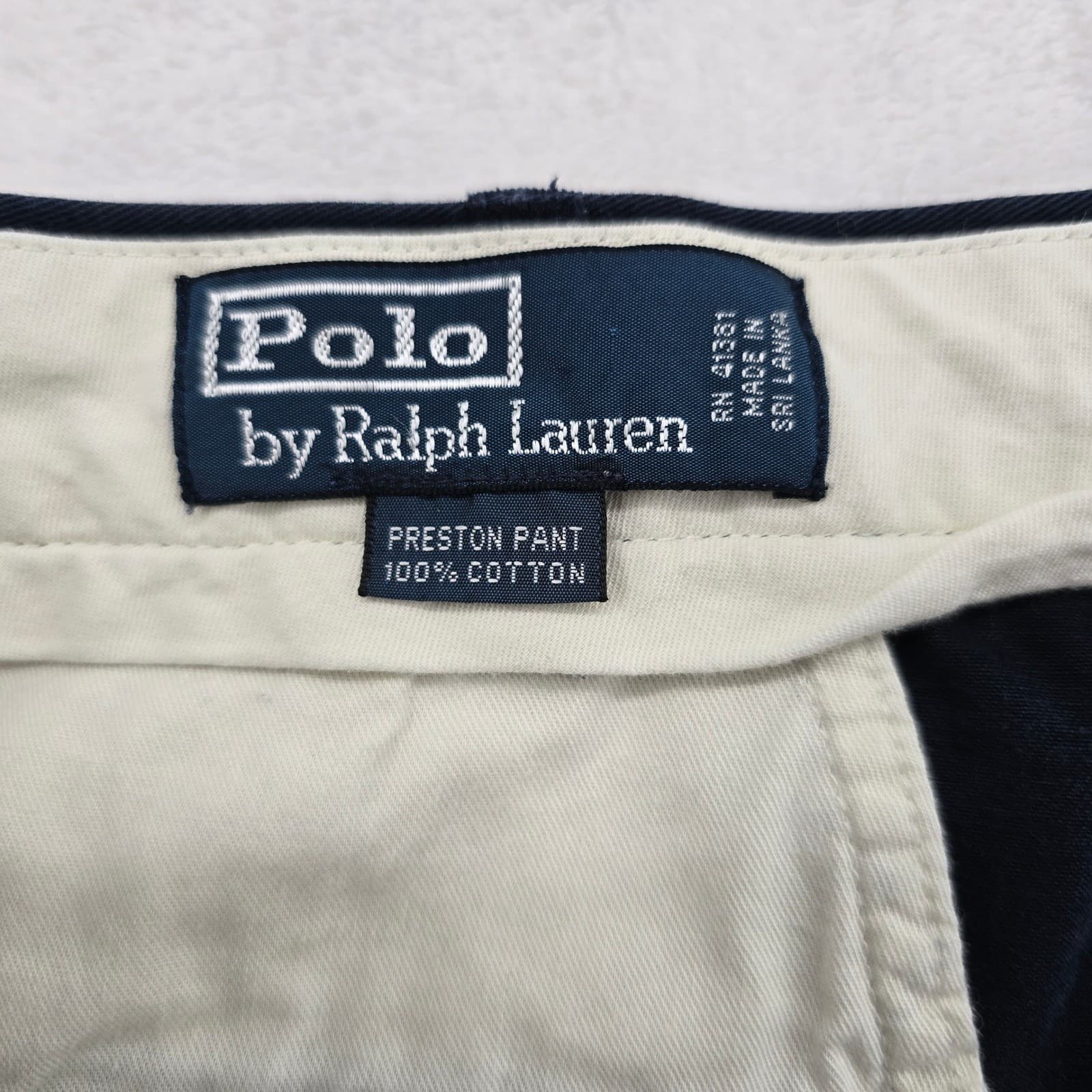 Polo Ralph Lauren Preston Pant Mens 38/32 Chino Pants Navy Blue Cotton Straight - Thumbnail 2