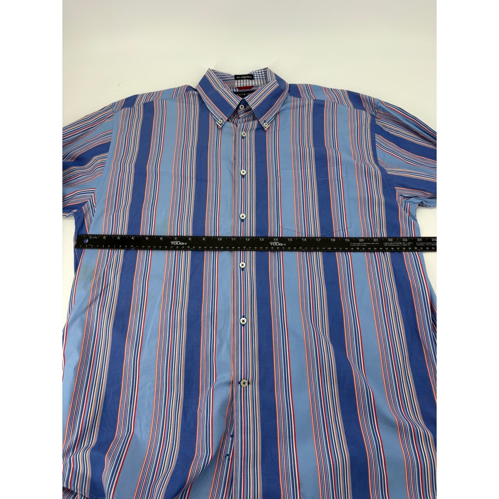 Tommy Hilfiger Button Down Mens XL Shirt Blue Striped Long Sleeve 80s Cotton - Thumbnail 5