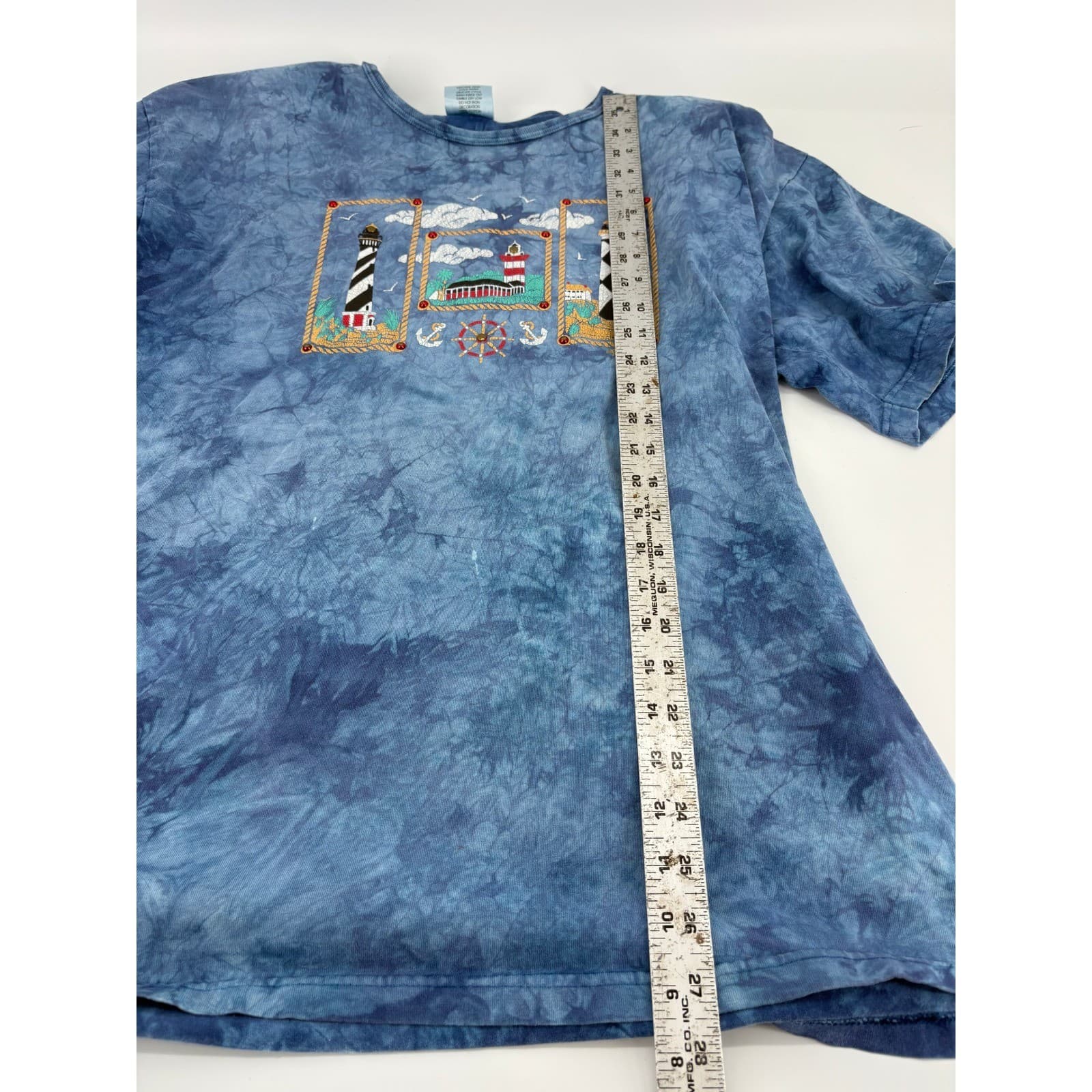 Cactus Bay Apparel by Lynée Tie Dye Nautical Lighthouse Embroidered T-Shirt - Thumbnail 6