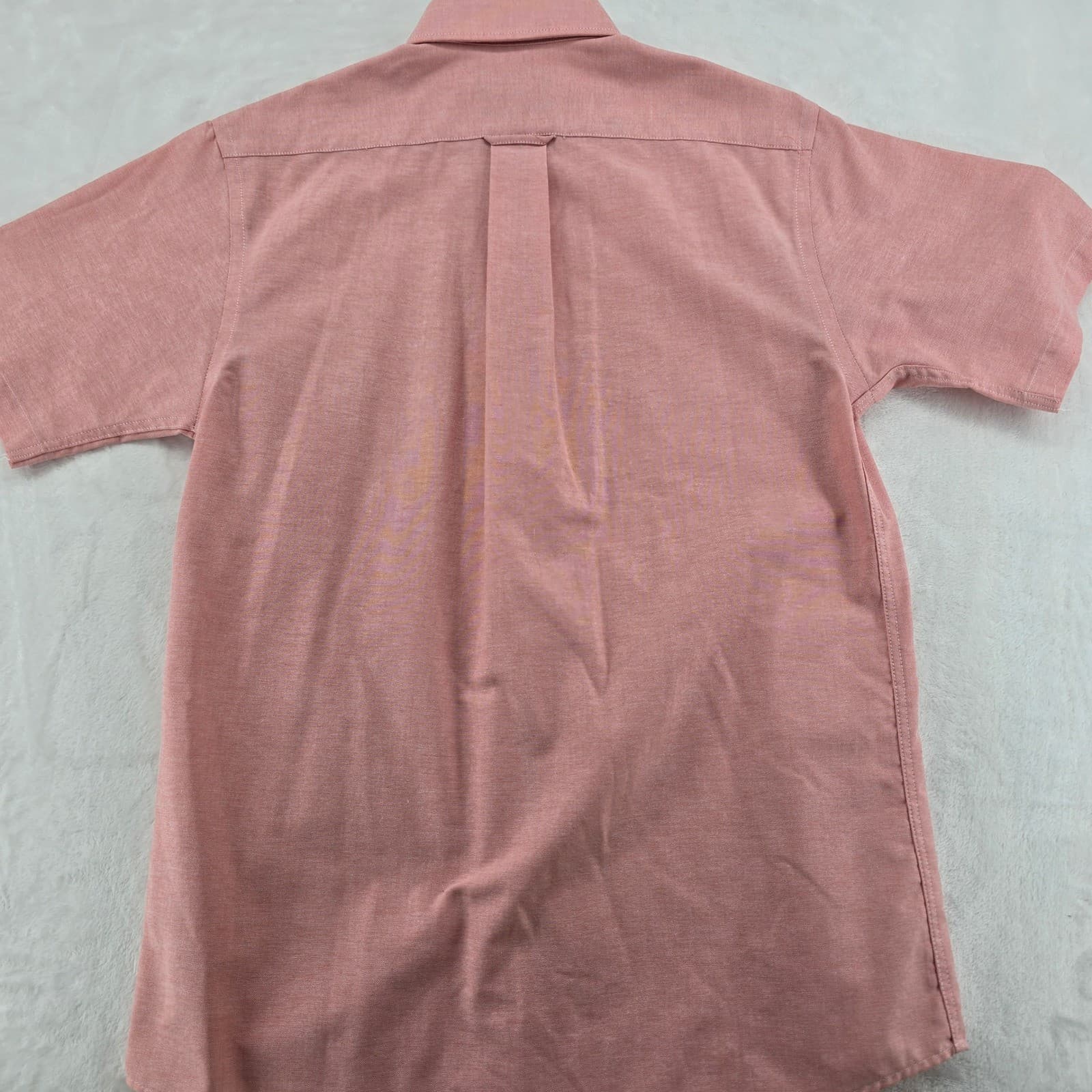 Stafford Button Down Mens 15 Short Sleeve Coral Pink Wrinkle Free Oxford Shirt - Thumbnail 8