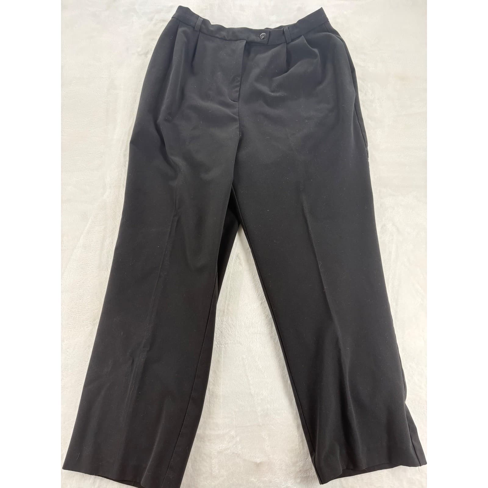 Bianca Dress Pants Womens 12 Pleated 4-Way Stretch Trousers Black High Rise USA