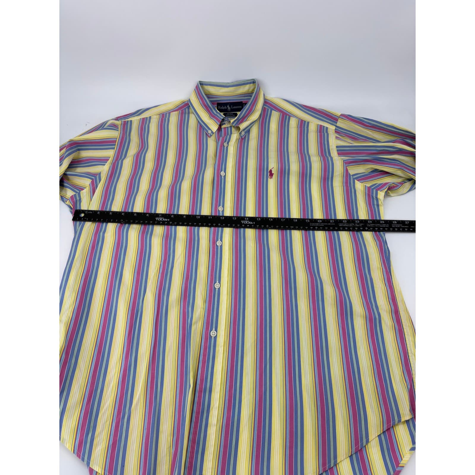 Ralph Lauren Blake Mens L Button Front Shirt Multi Color Striped Cotton Long Slv - Thumbnail 4