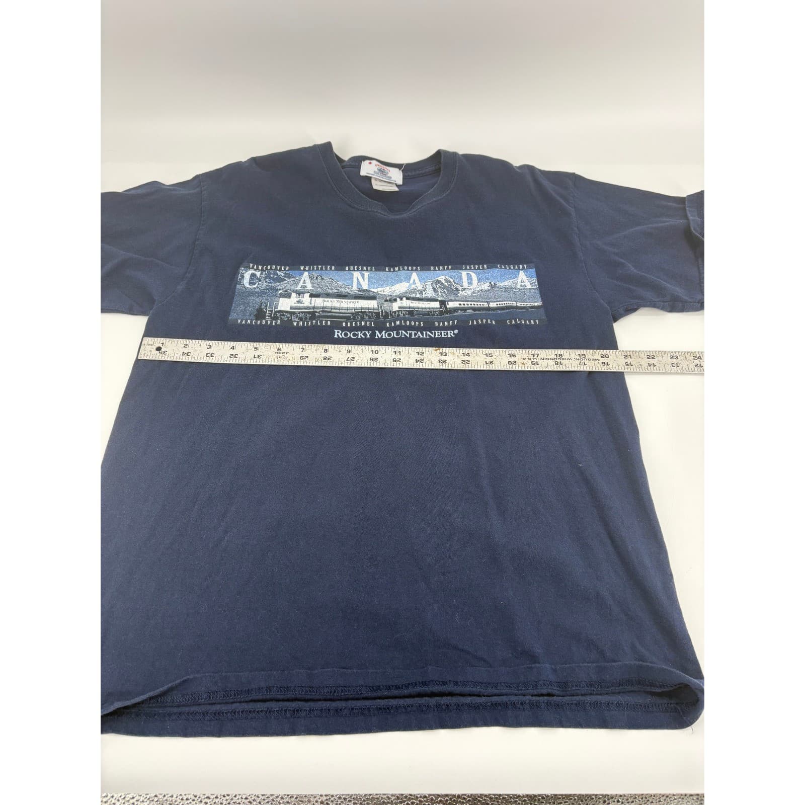 Rocky Mountaineer Canada T Shirt Navy Souvenir Tee Size L - Thumbnail 3