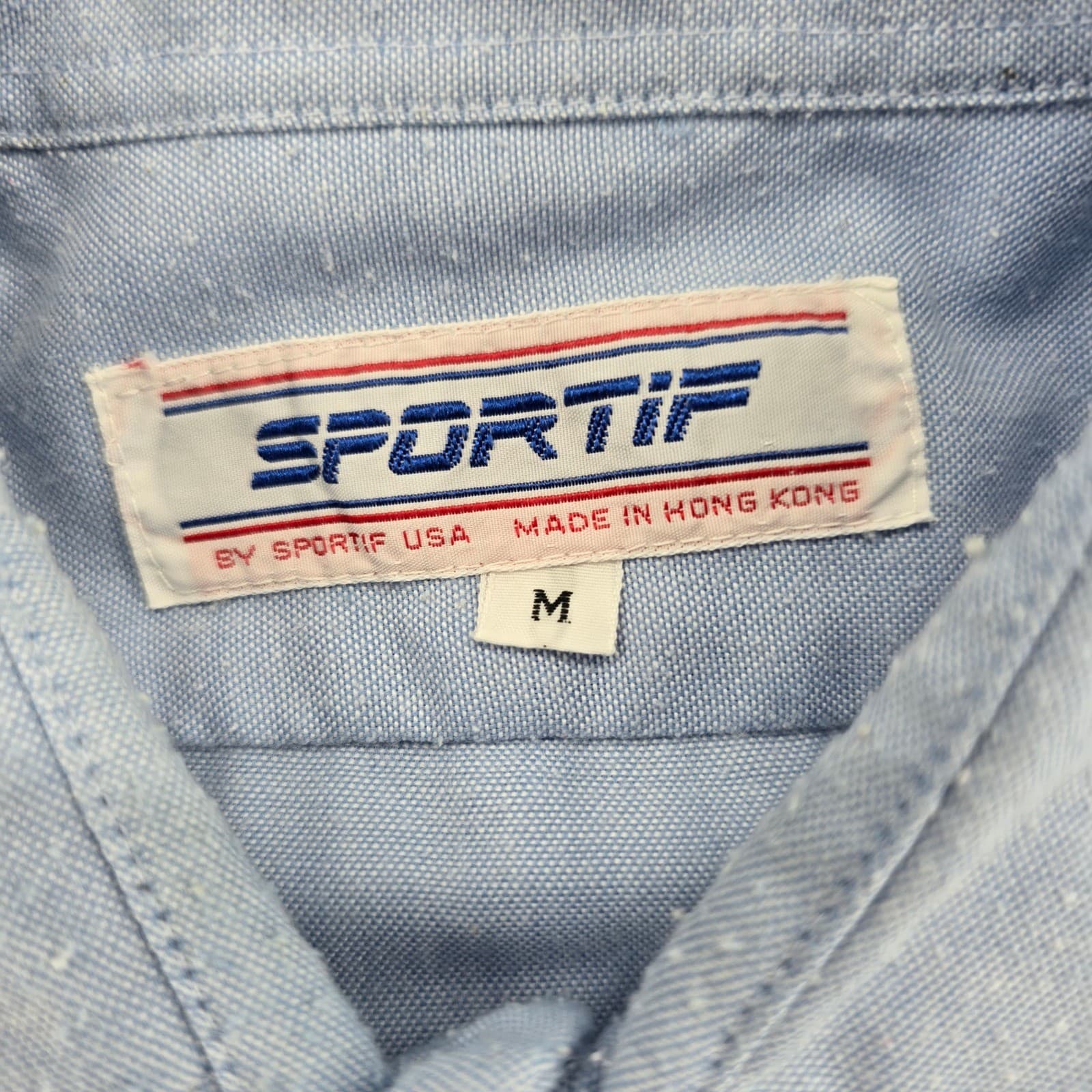 Sportif USA Button Up Mens M Shirt Blue Short Sleeve Safari Epaulets - Thumbnail 2