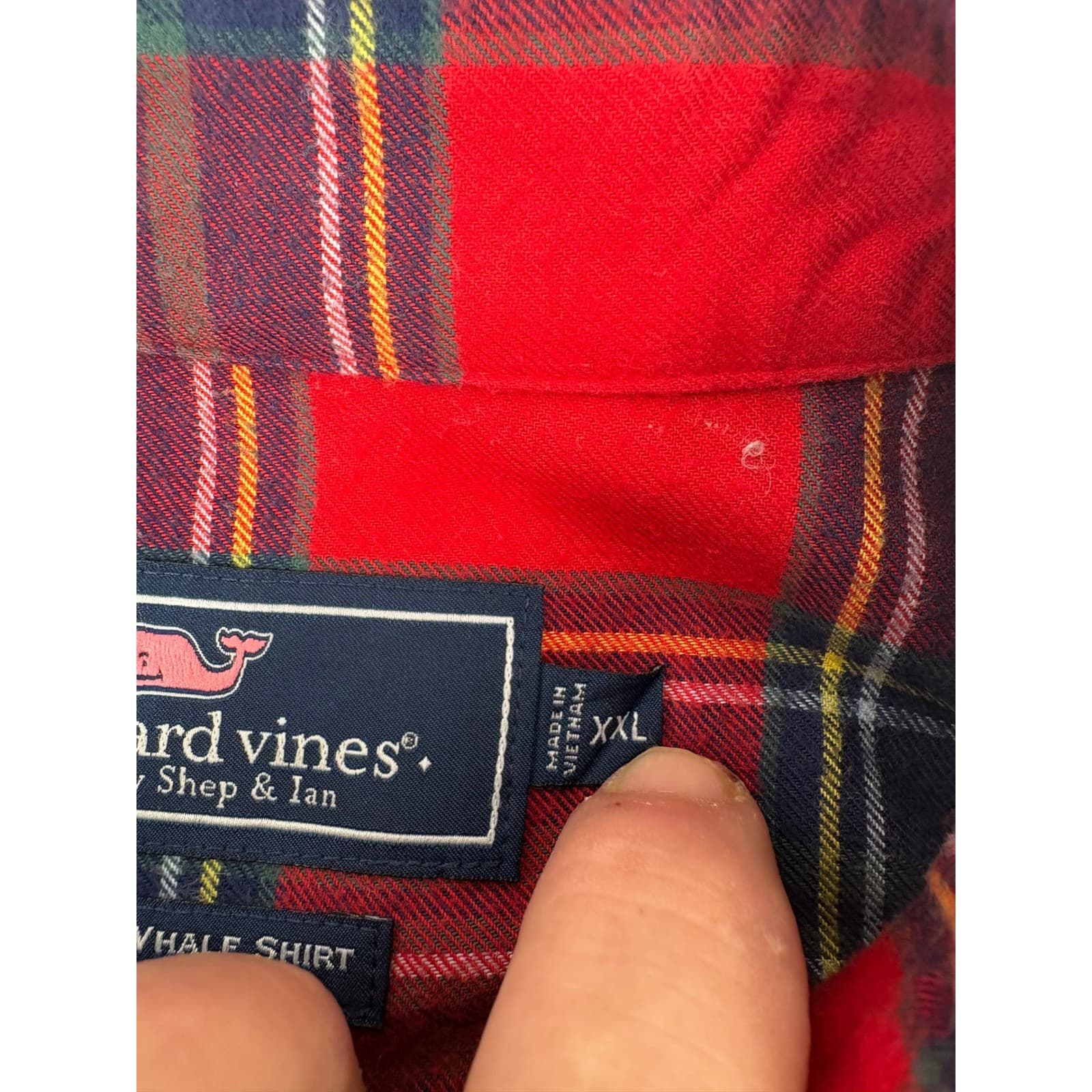 Vineyard Vines Slim Fit Whale Shirt Plaid Long Sleeve Button Down Men's XXL Red - Thumbnail 6